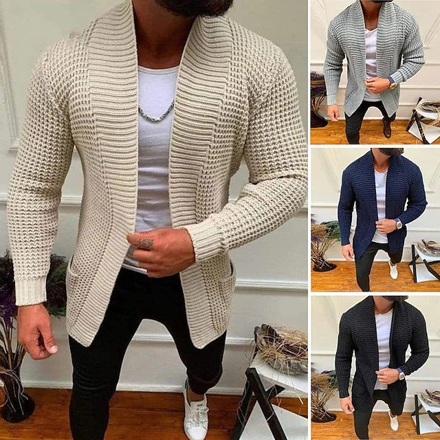 Herren Strickjacke mit tiefem Kragen und strukturiertem Design Heidi-Mode - Image 2