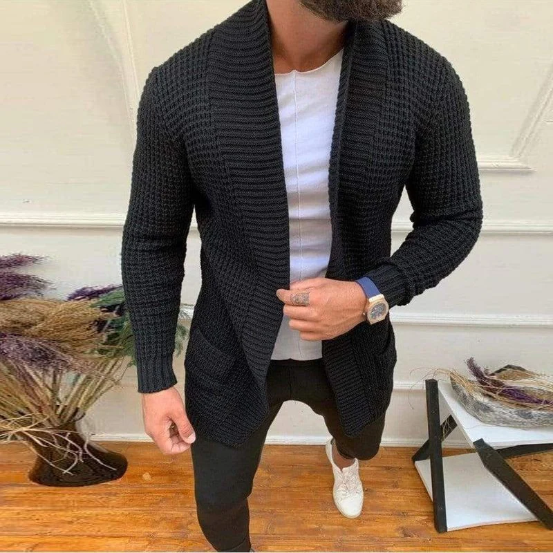 Herren Strickjacke mit tiefem Kragen und strukturiertem Design Heidi-Mode - Image 3