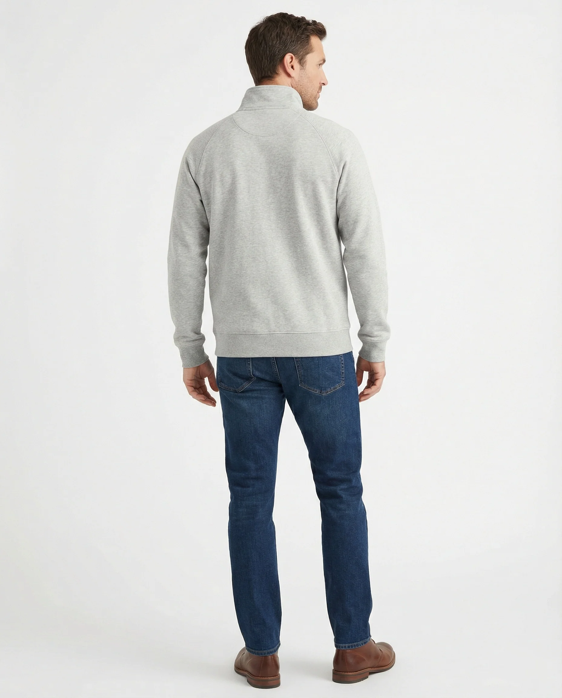 Herren strukturierte Stehkragen-Sweatjacke mit Raglanärmeln und durchgehendem Reißverschluss Heidi-Mode - Image 4