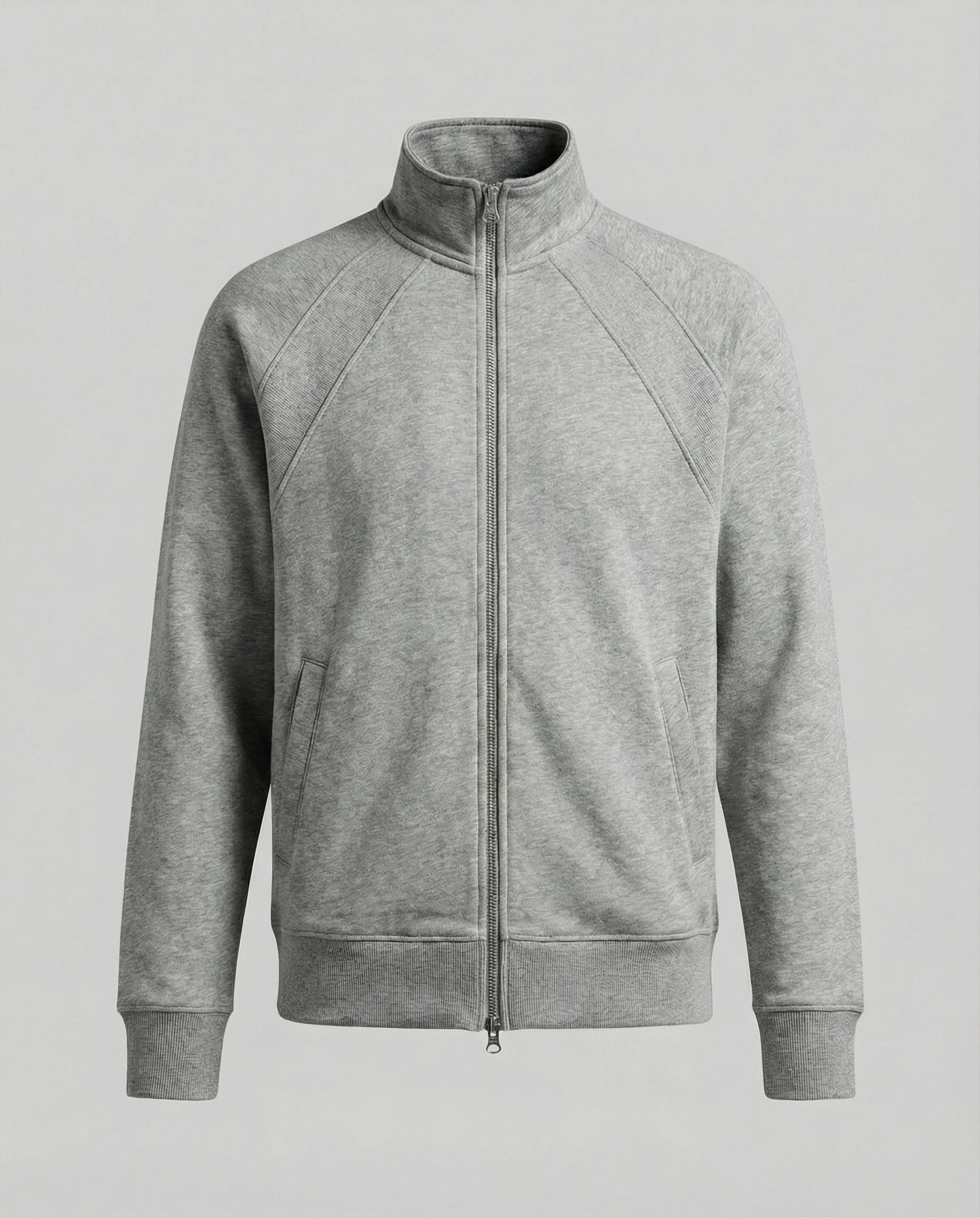 Herren strukturierte Stehkragen-Sweatjacke mit Raglanärmeln und durchgehendem Reißverschluss Heidi-Mode - Image 6