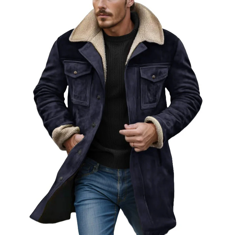 Herren Suede-Langjacke mit Teddy-Futter und praktischen Taschen Heidi-Mode - Image 4