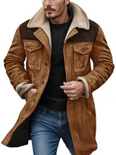 Herren Suede-Langjacke mit Teddy-Futter und praktischen Taschen Heidi-Mode - Image 5