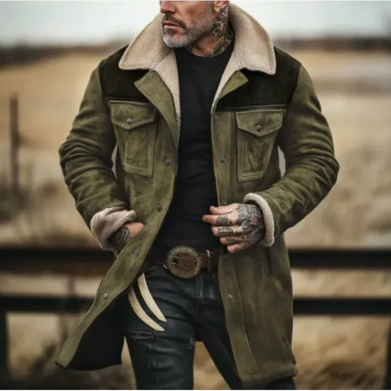 Herren Suede-Langjacke mit Teddy-Futter und praktischen Taschen Heidi-Mode - Image 8