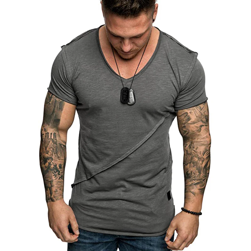 Herren V-Ausschnitt T-Shirt aus hochwertiger Baumwolle mit strukturierter Oberfläche Heidi-Mode - Image 5