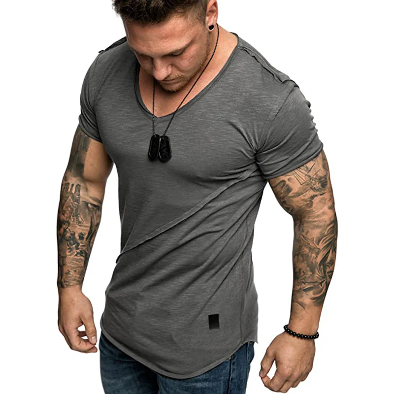 Herren V-Ausschnitt T-Shirt aus hochwertiger Baumwolle mit strukturierter Oberfläche Heidi-Mode - Image 6