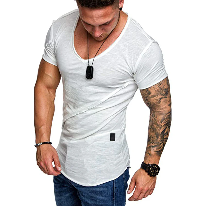 Herren V-Ausschnitt T-Shirt aus hochwertiger Baumwolle mit strukturierter Oberfläche Heidi-Mode - Image 7