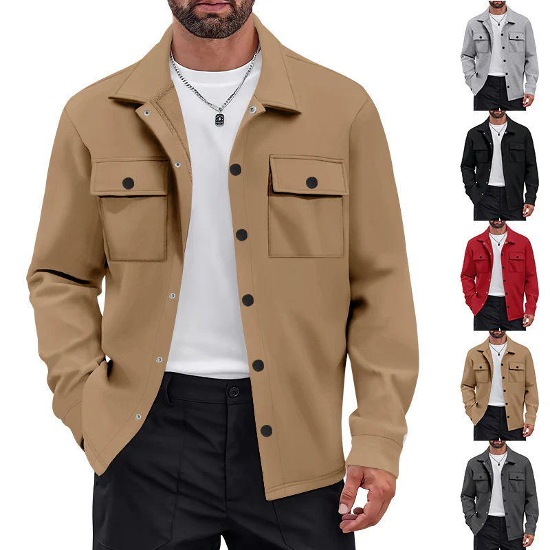 Herren vielseitige Flanelljacke mit aufgesetzten Taschen und modernem Schnitt Heidi-Mode