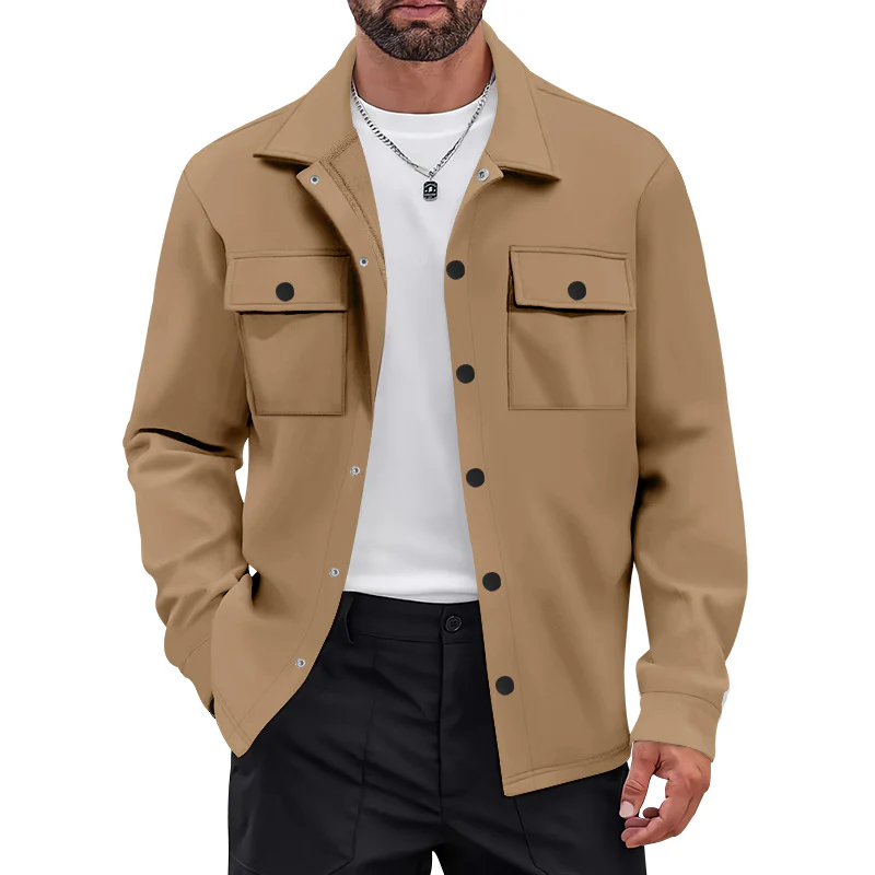 Herren vielseitige Flanelljacke mit aufgesetzten Taschen und modernem Schnitt Heidi-Mode - Image 2