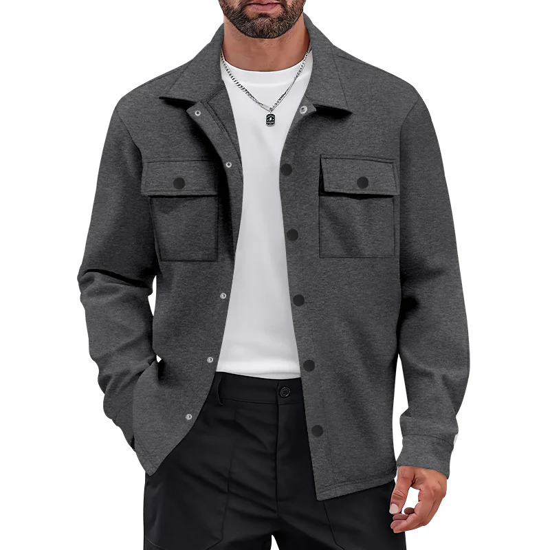 Herren vielseitige Flanelljacke mit aufgesetzten Taschen und modernem Schnitt Heidi-Mode - Image 4