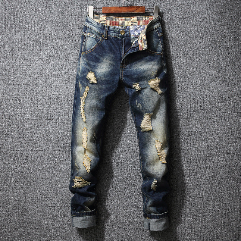 Herren Zerrissene Denim-Jeans mit lässigem Schnitt Heidi-Mode