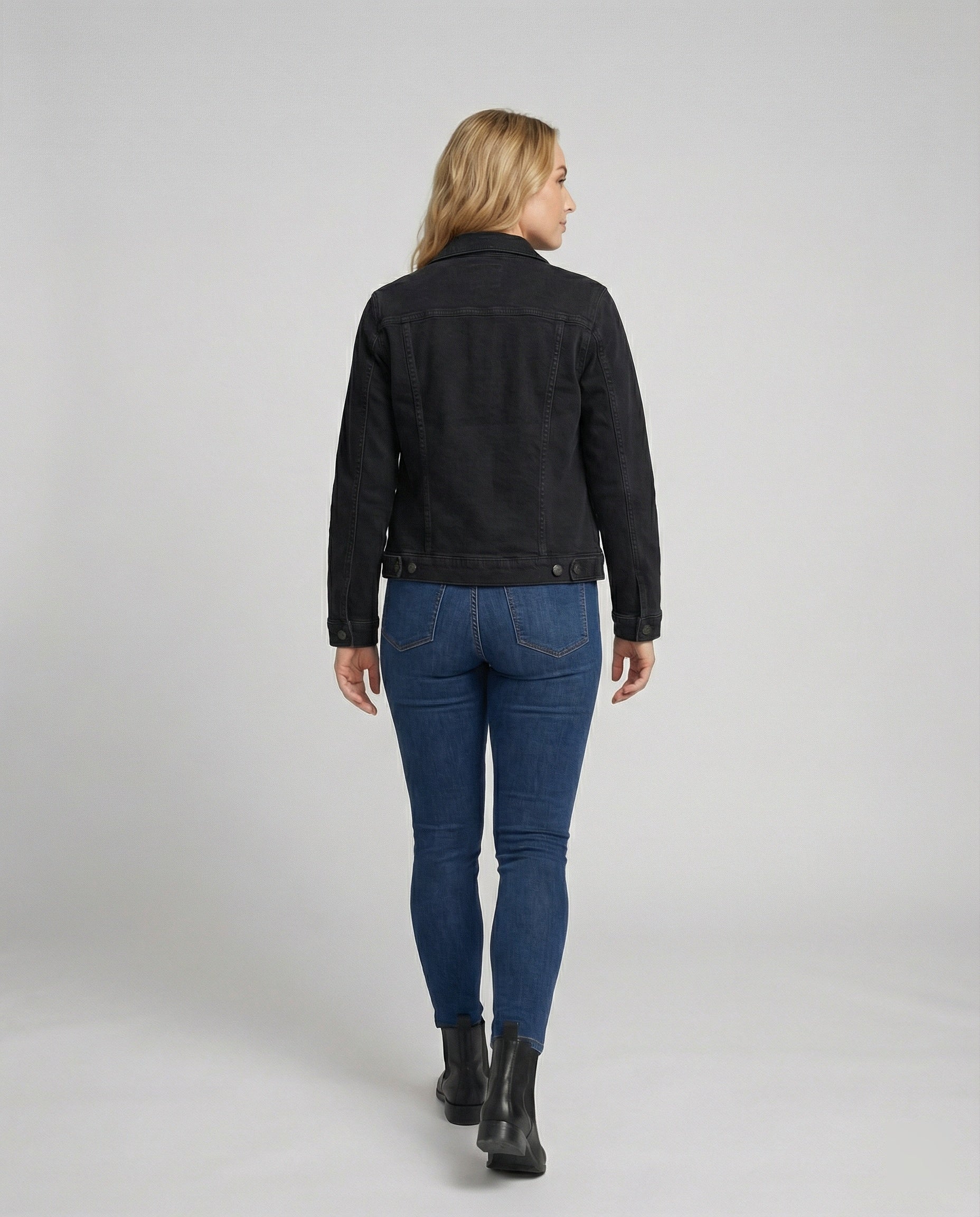 High Waist Jeans Dunkelblau Weites Bein Damen Denim Hose - Image 2