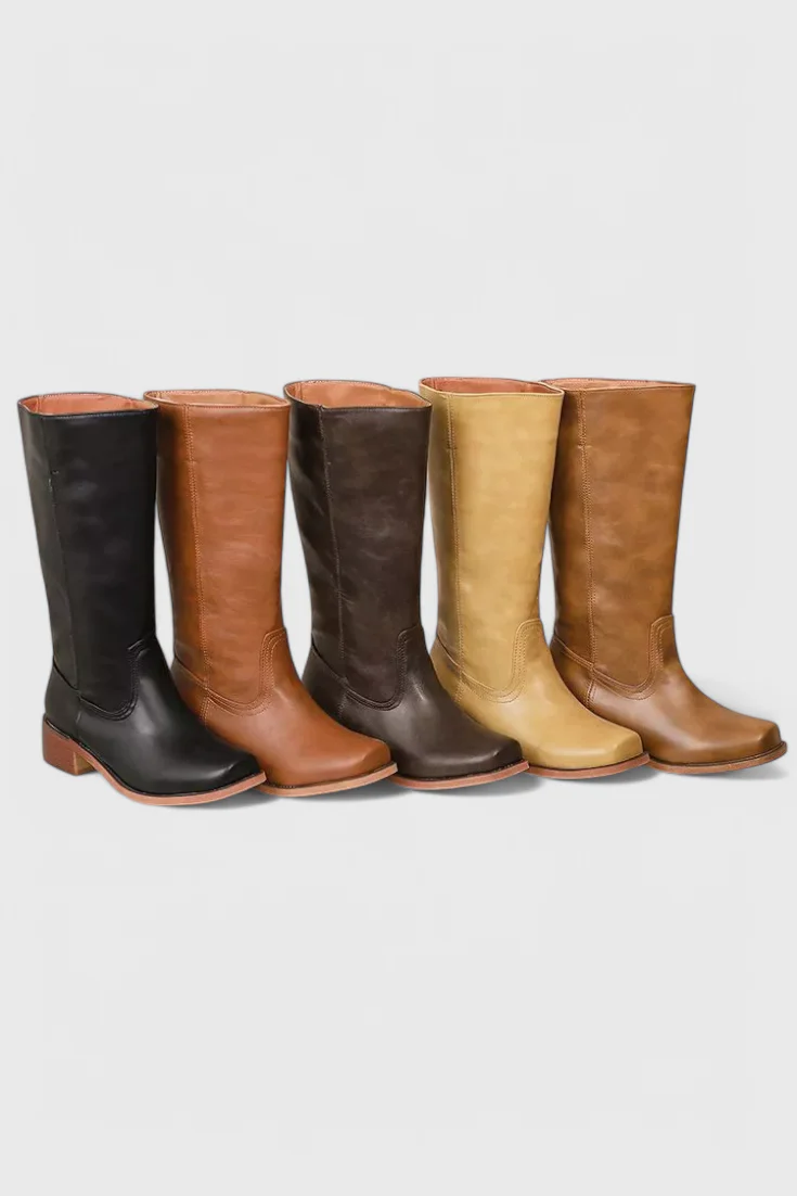 Knielange Stiefel - Damen Weite Wade Stiefel mit Blockabsatz Heidi Mode - Image 17