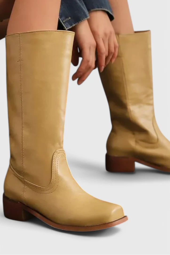 Knielange Stiefel - Damen Weite Wade Stiefel mit Blockabsatz Heidi Mode - Image 9