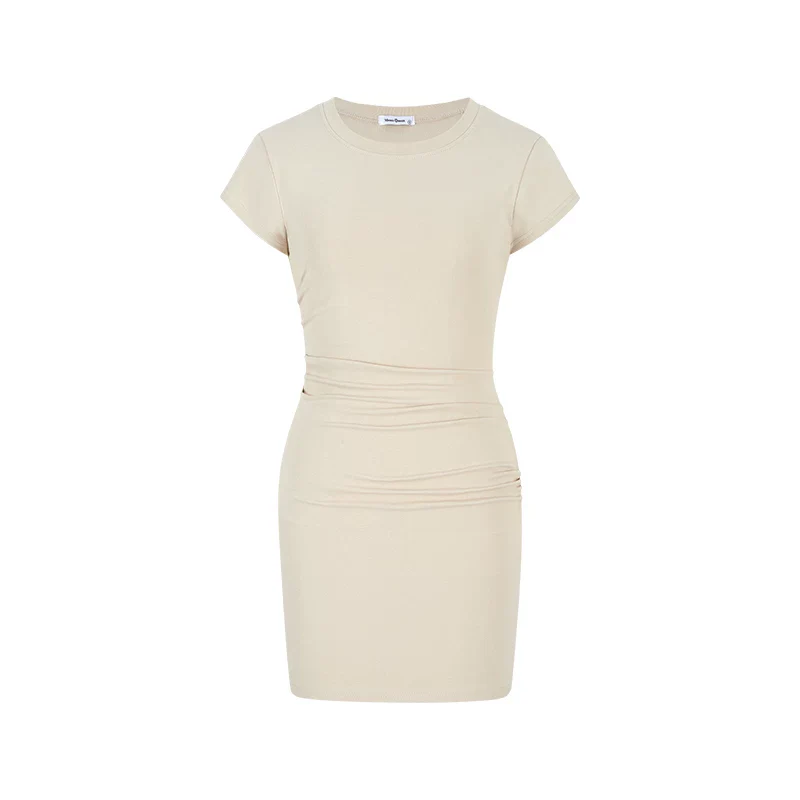 Körperbetontes Mini-Sommerkleid mit Raffung und kurzen Ärmeln für Damen - Image 11