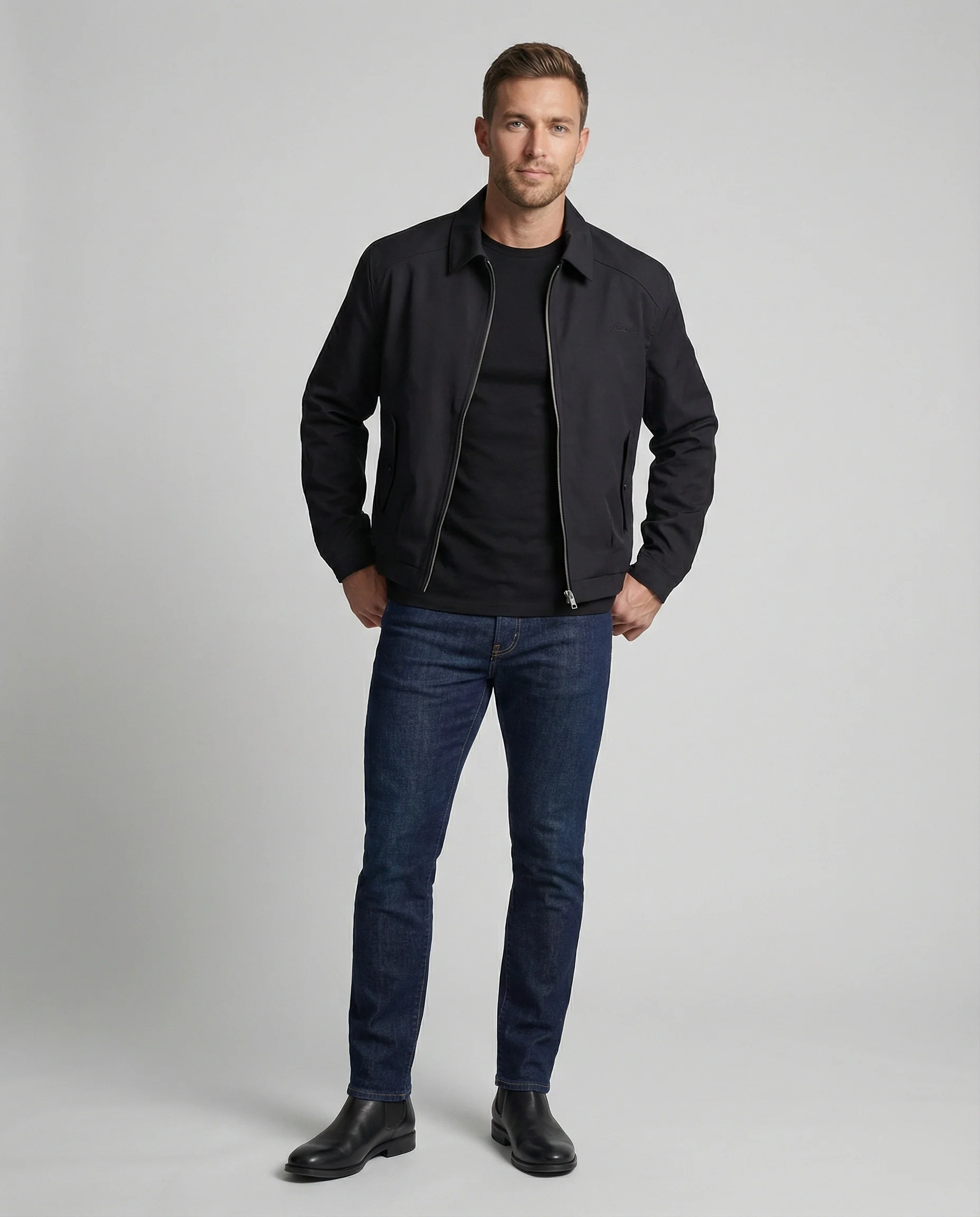 Kurze Herren Admin-Jacke im British Style mit Polstern Grau - Image 3
