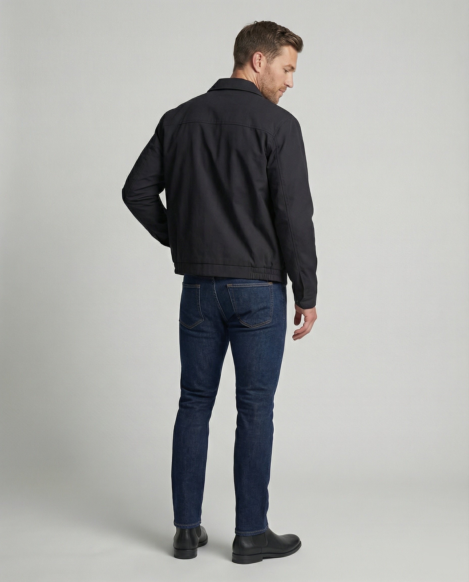 Kurze Herren Admin-Jacke im British Style mit Polstern Grau - Image 4