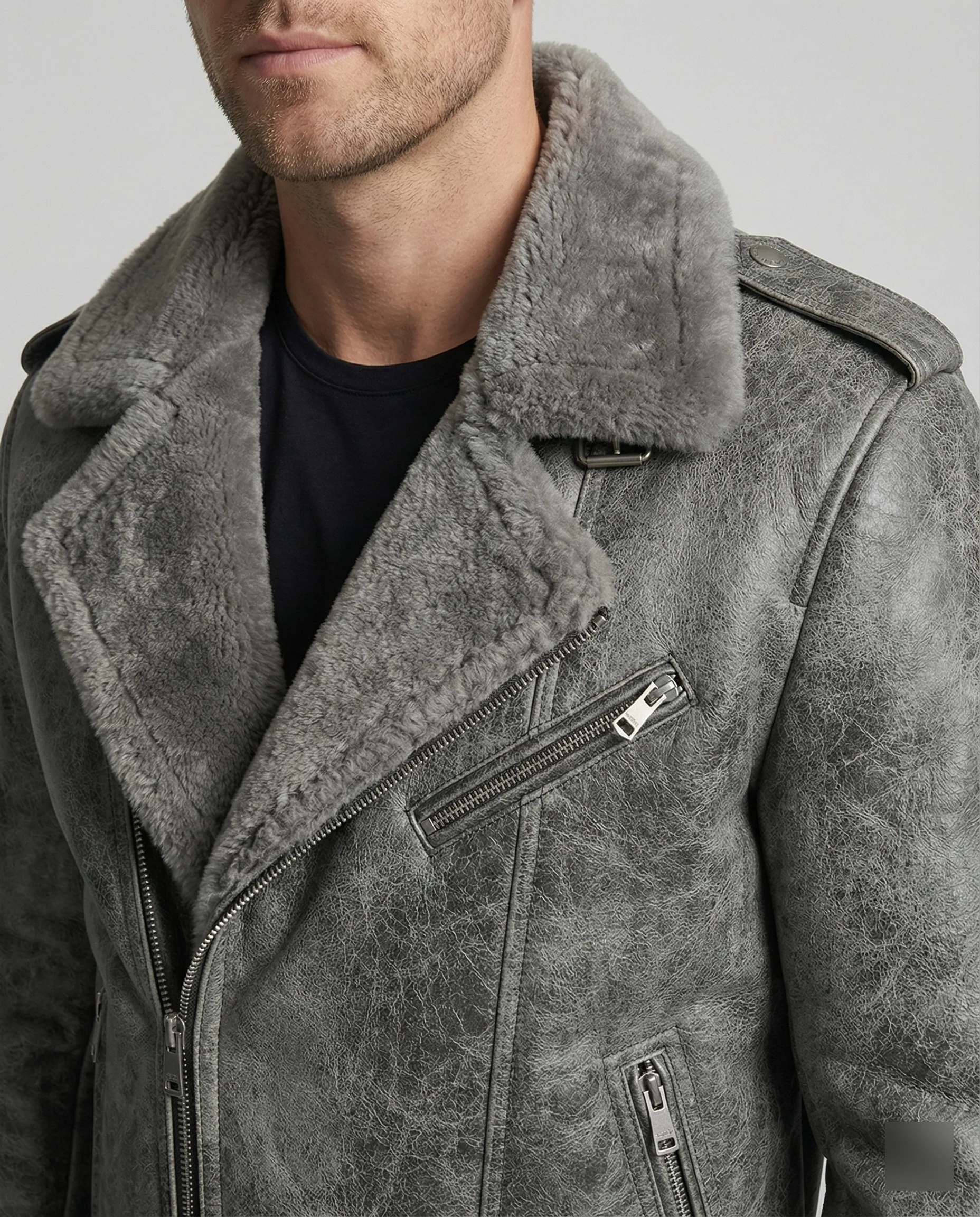 Kurzer Wollmantel Herren Retro Jacke Amerikanischer Stil Hochwertiger Sakko-Stil - Image 2