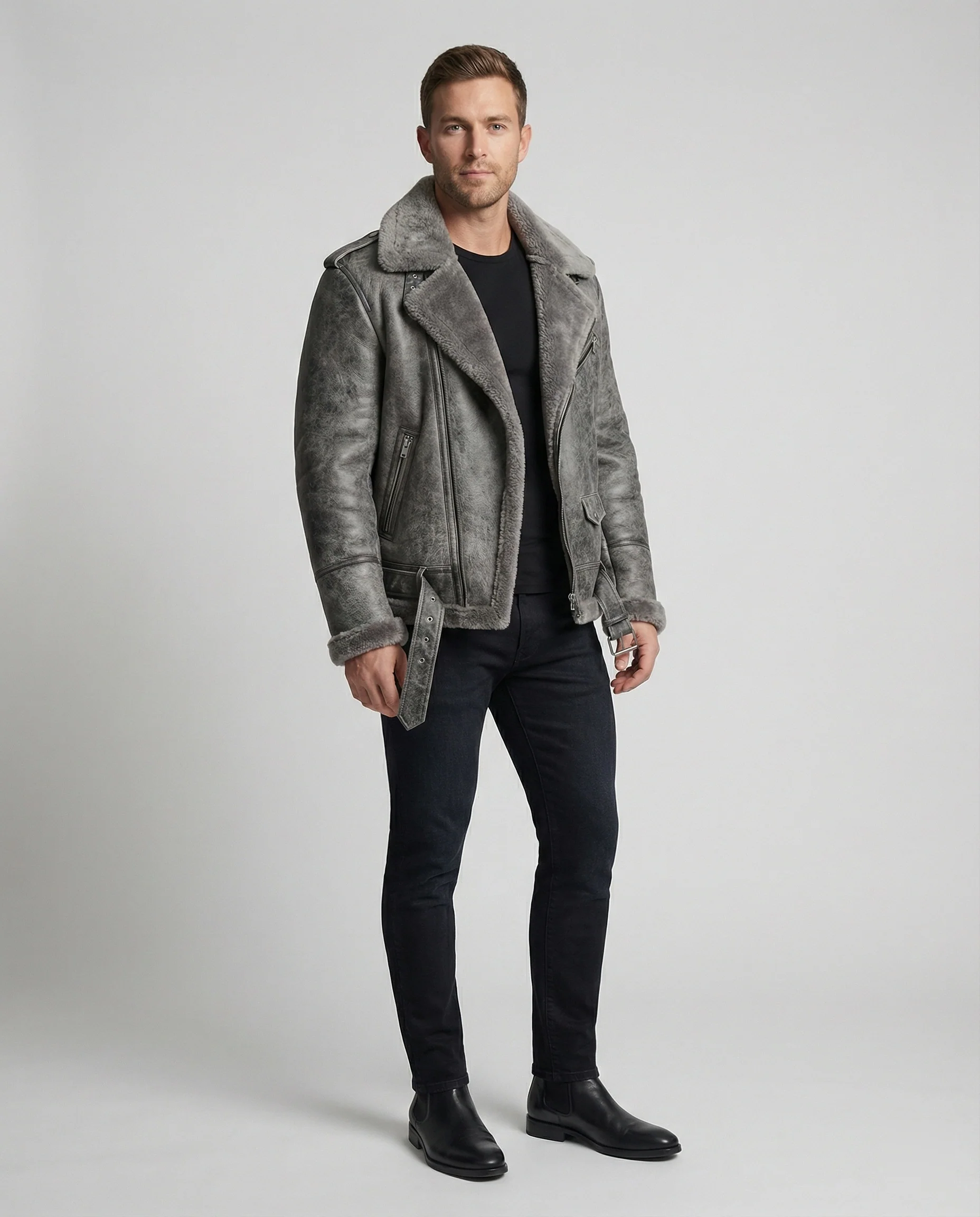 Kurzer Wollmantel Herren Retro Jacke Amerikanischer Stil Hochwertiger Sakko-Stil - Image 3