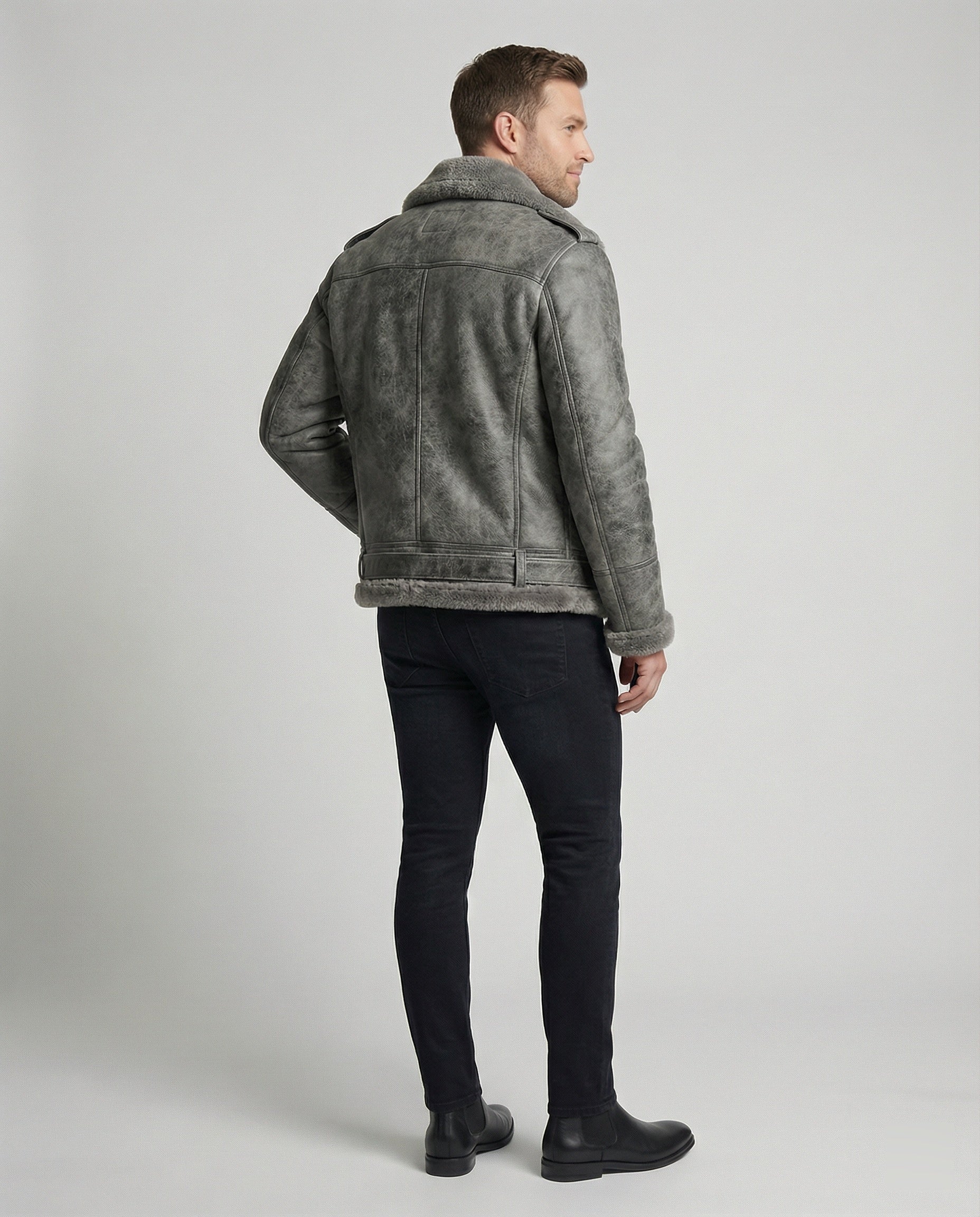 Kurzer Wollmantel Herren Retro Jacke Amerikanischer Stil Hochwertiger Sakko-Stil - Image 4