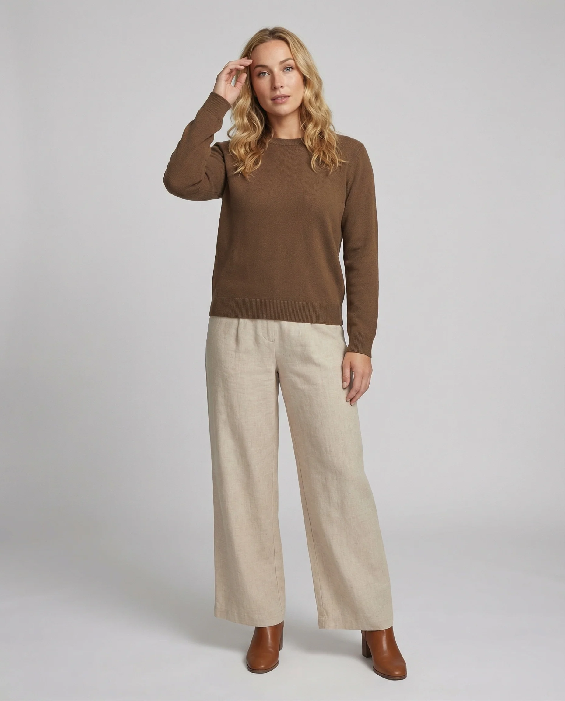 Kuscheliger Damen Strickpullover Rundhals Langarm Plus Size Loose Fit - Image 3
