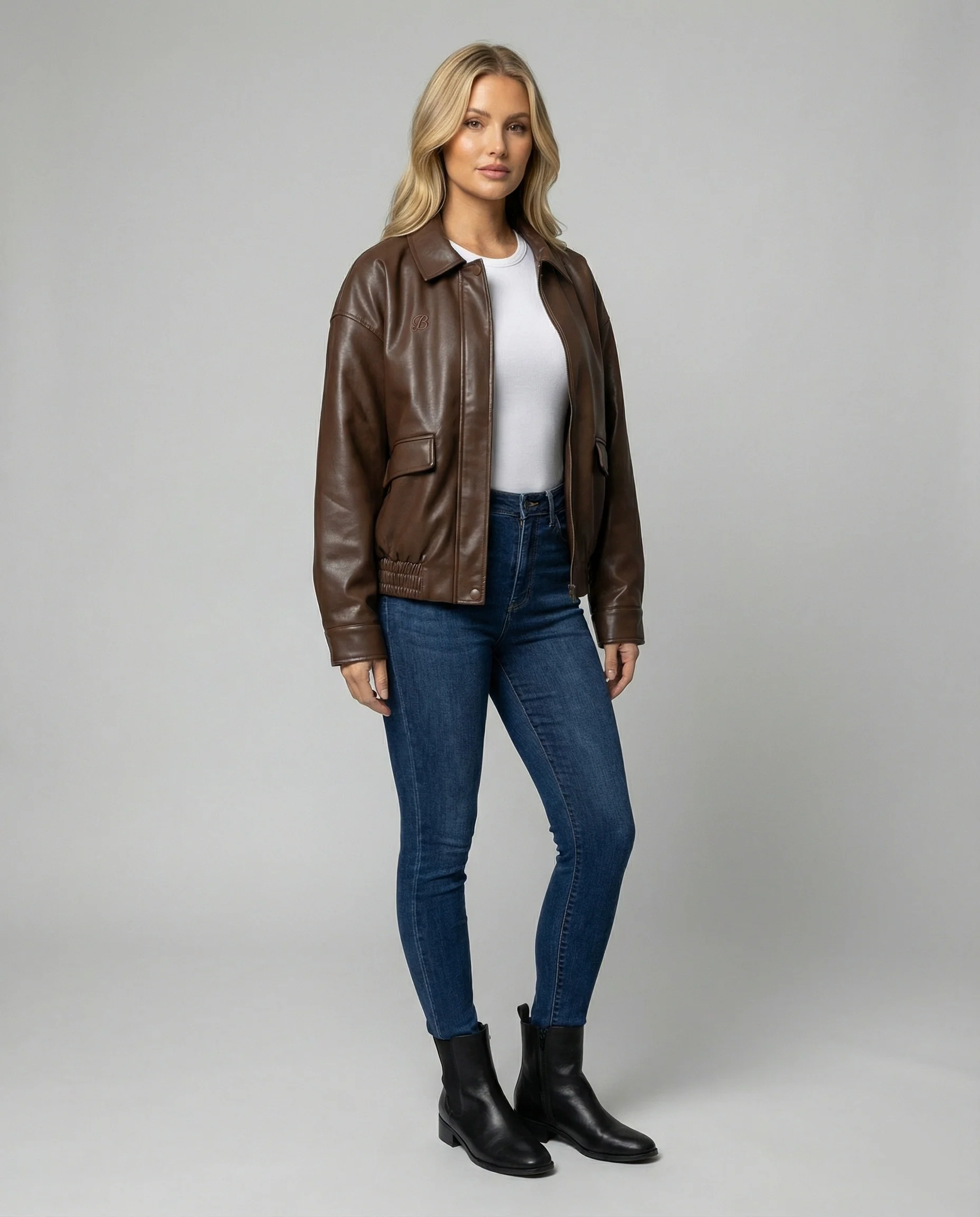 Lässige American Style Oversize PU-Lederjacke für Damen Herbst - Image 3