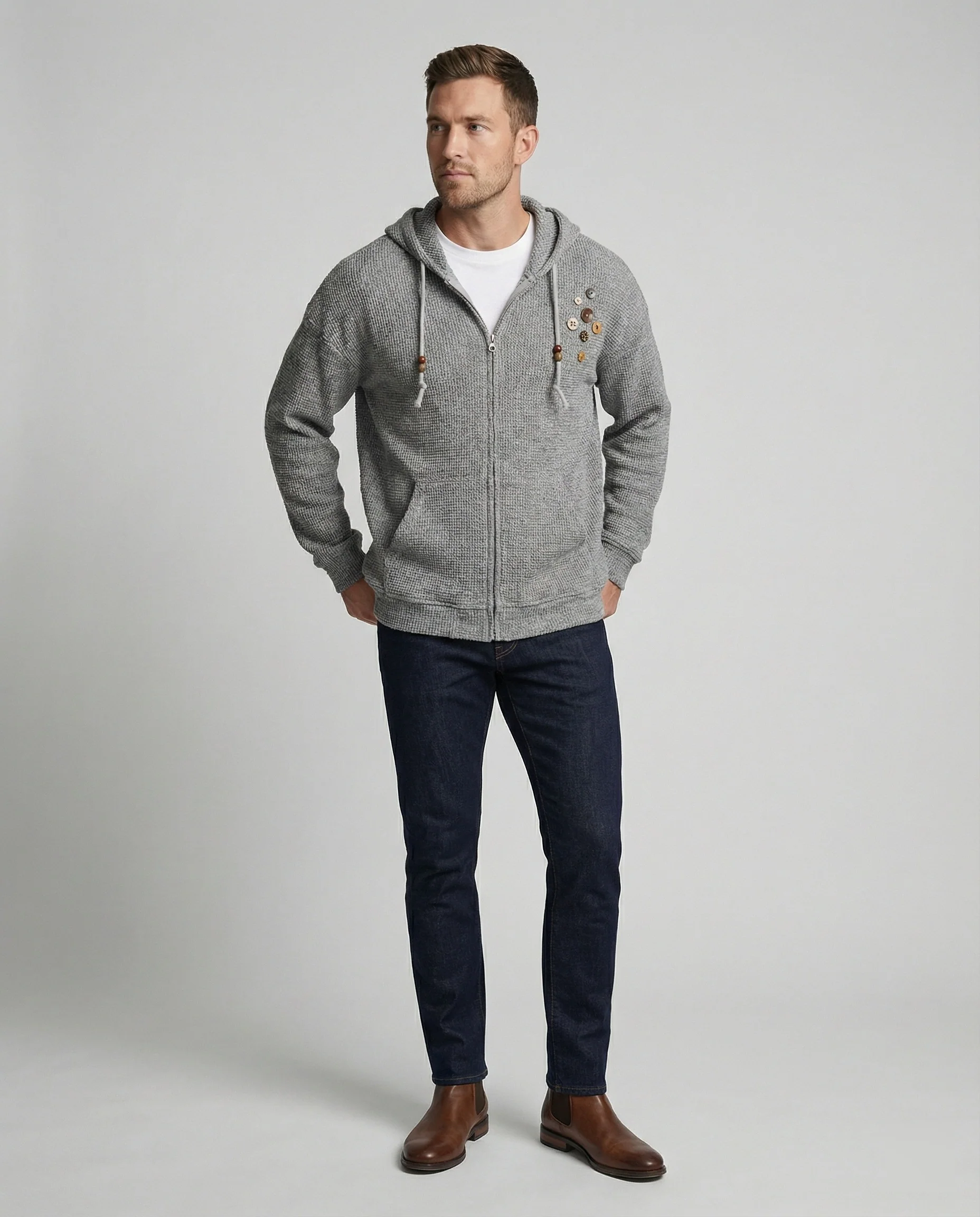 Lässige American Style Strick-Kapuzenjacke für Damen und Herren - Image 3