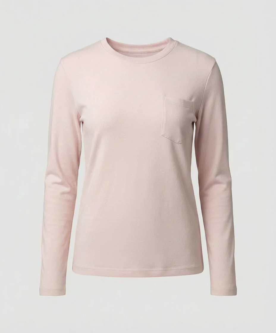 Lässiges Damen Langarmshirt Rundhals Tasche Loose Fit - Image 5