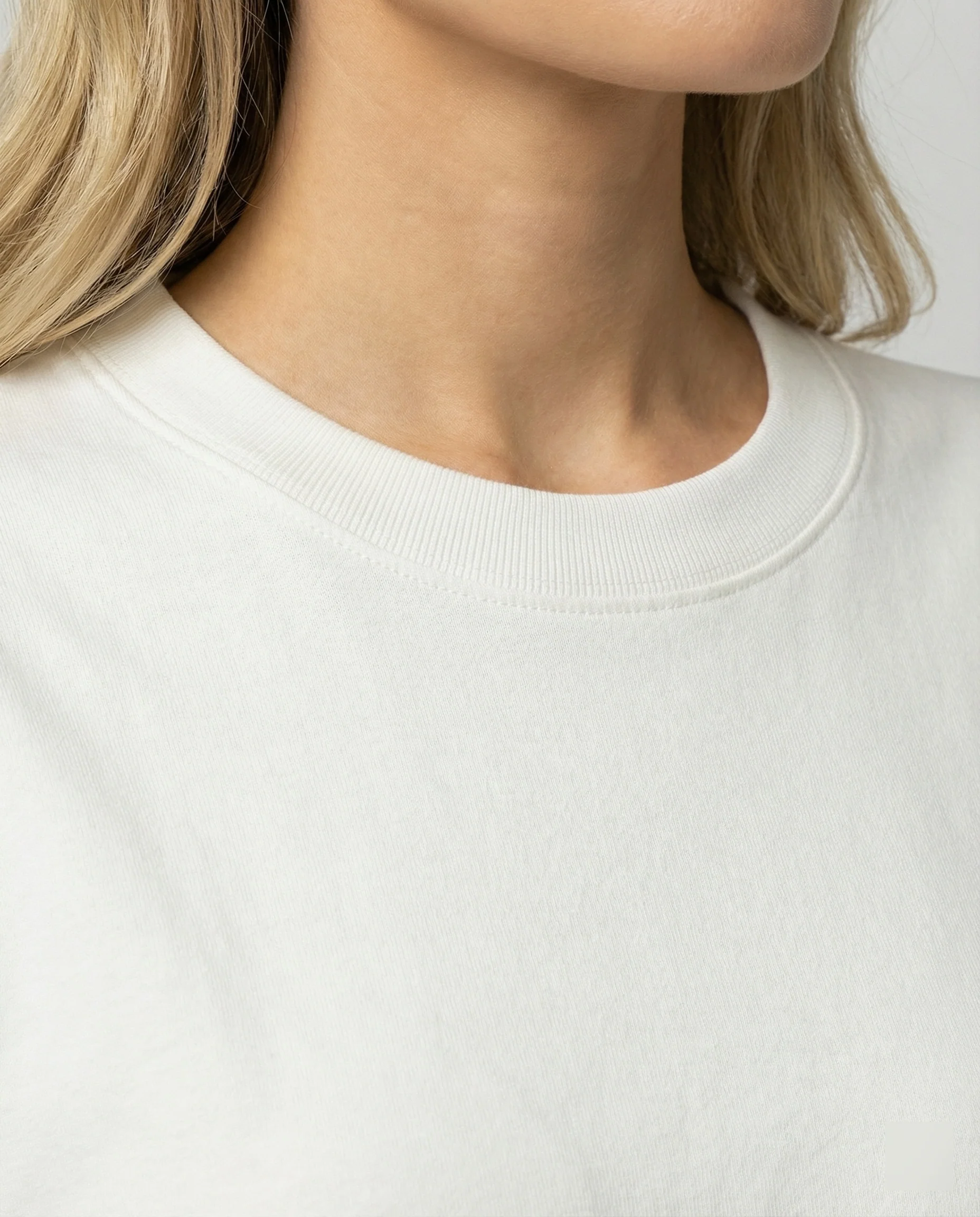 Lässiges Oversize Langarmshirt Damen Baumwolle Weiß mit Seitenschlitz Herbst - Image 2