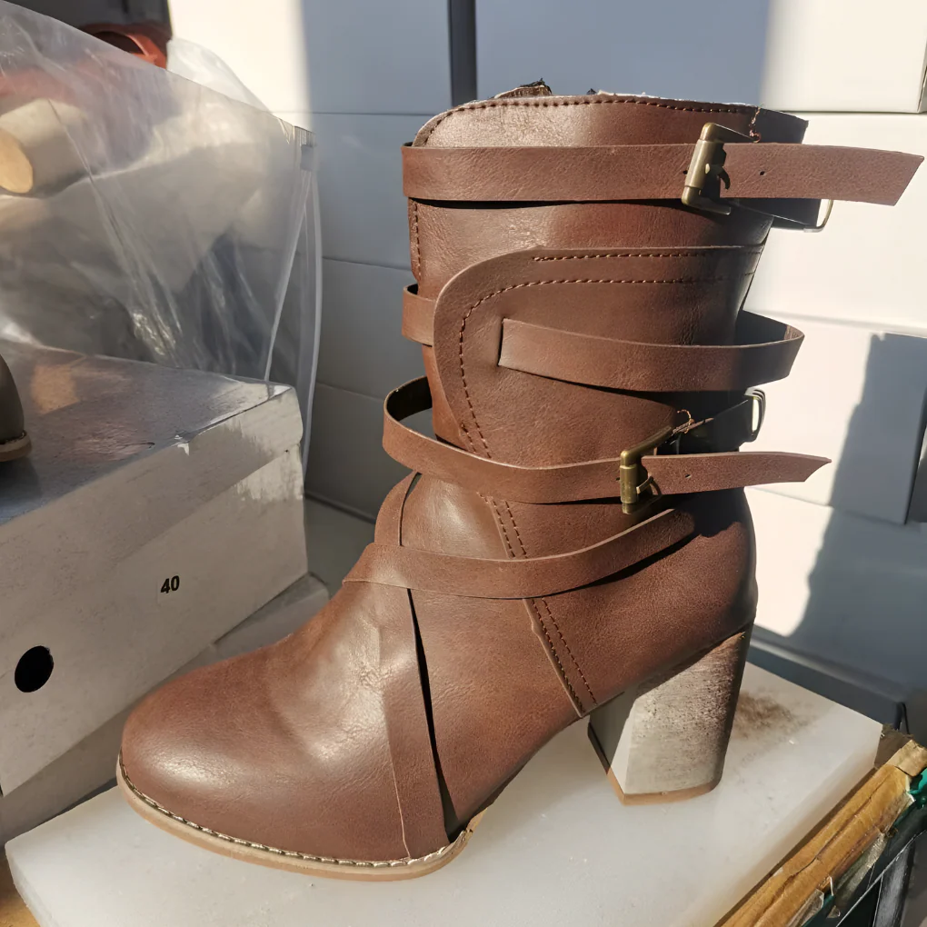 Leder Damen Stiefeletten mit orthopädischem Absatz – Chiara Heidi Mode - Image 5