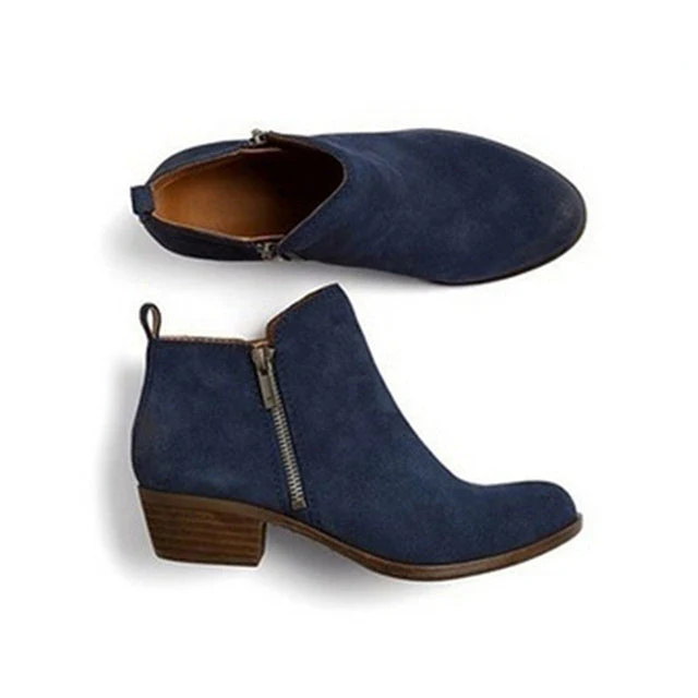 Leder Damen Stiefeletten mit Blockabsatz und seitlichem Reißverschluss – Marit Heidi Mode - Image 4