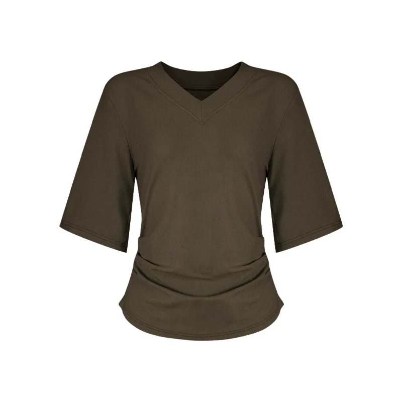 Locker geschnittenes Damen V-Neck T-Shirt Sommer Übergröße Bequem Soft - Image 19
