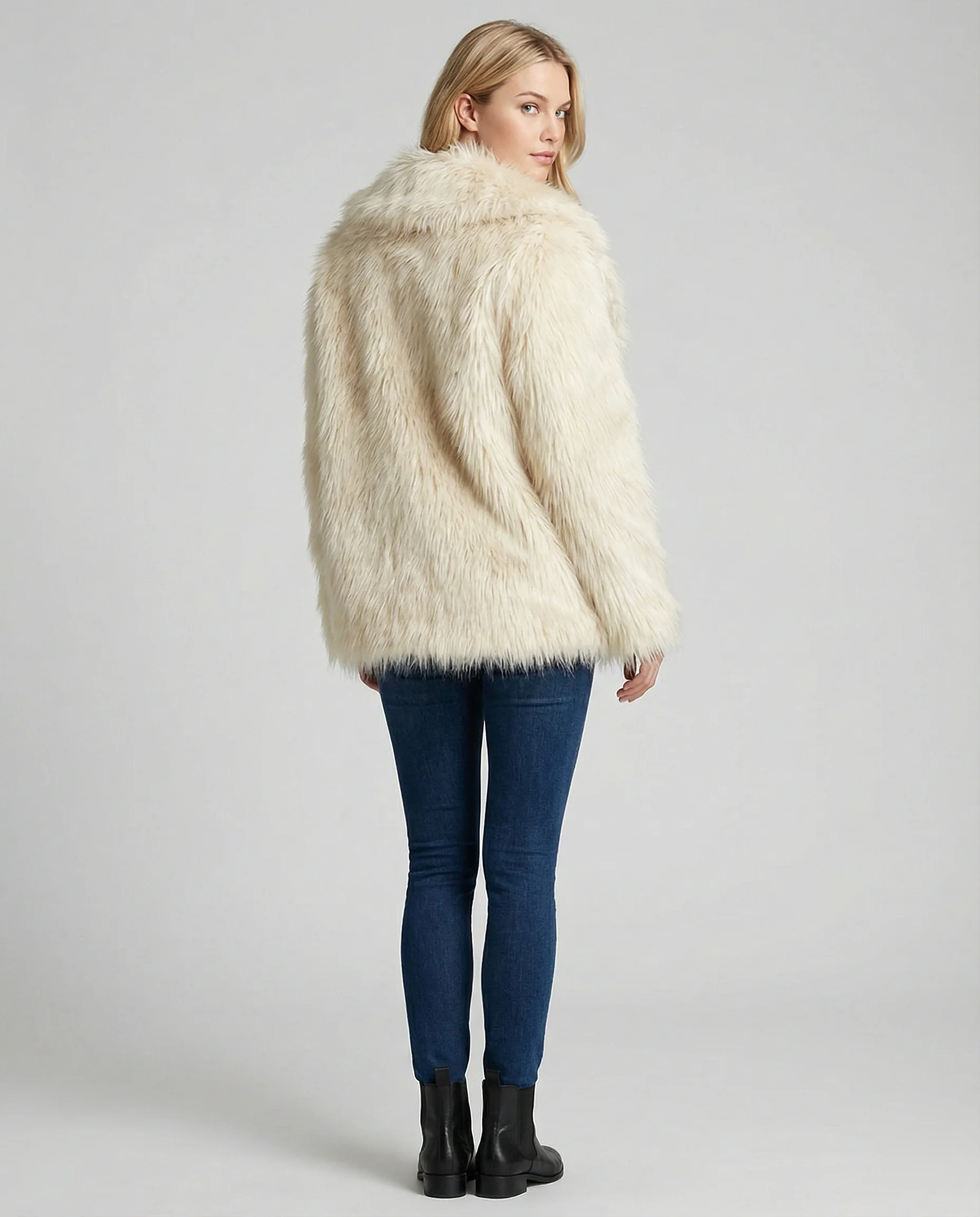 Luxuriöse Kunstpelz Jacke Damen Party Kunstfuchs Pelzmantel Elegant - Image 4