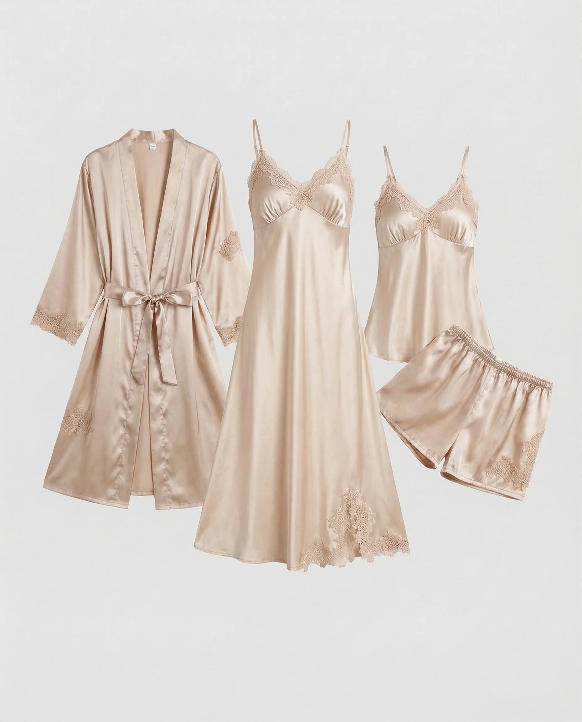 Damen Nachtwäsche Set 5-teilig mit Spitzenbesatz & Morgenmantel | Heidi-Mode - Image 8