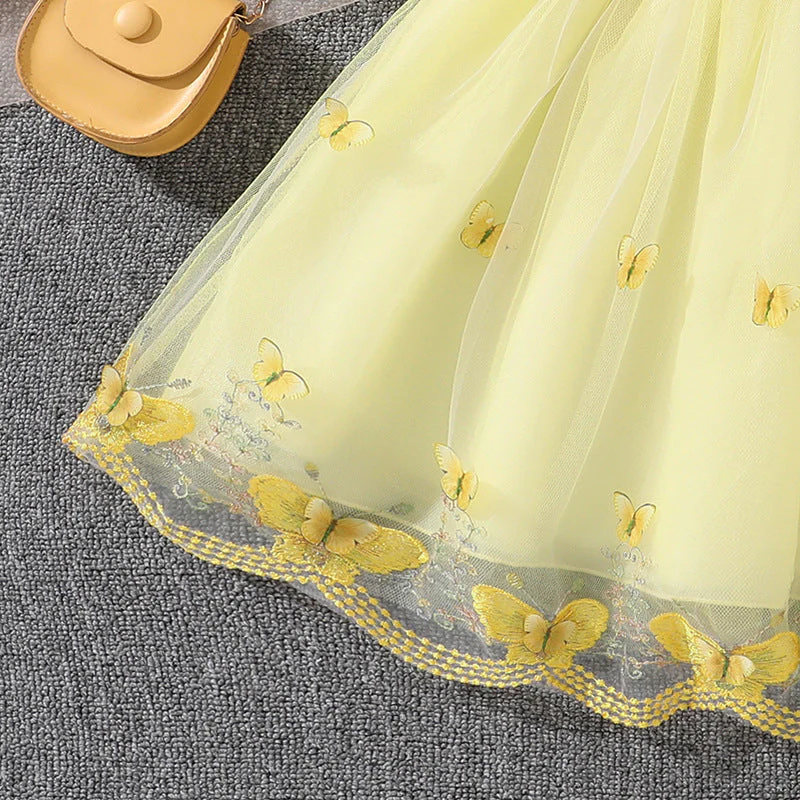 Mädchen Tüllkleid mit Schmetterlingsmuster und Rüschen Heidi-Mode - Image 4