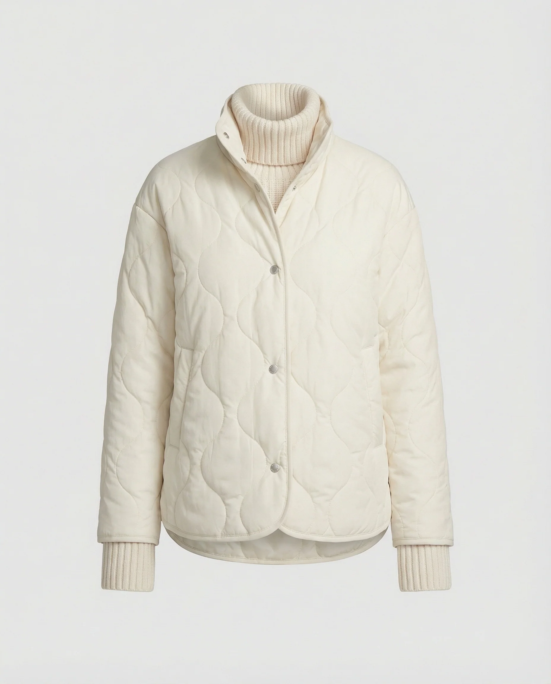 Minimalistische Damen Daunenjacke mit Kapuze in Weiß Leicht und Warm - Image 5