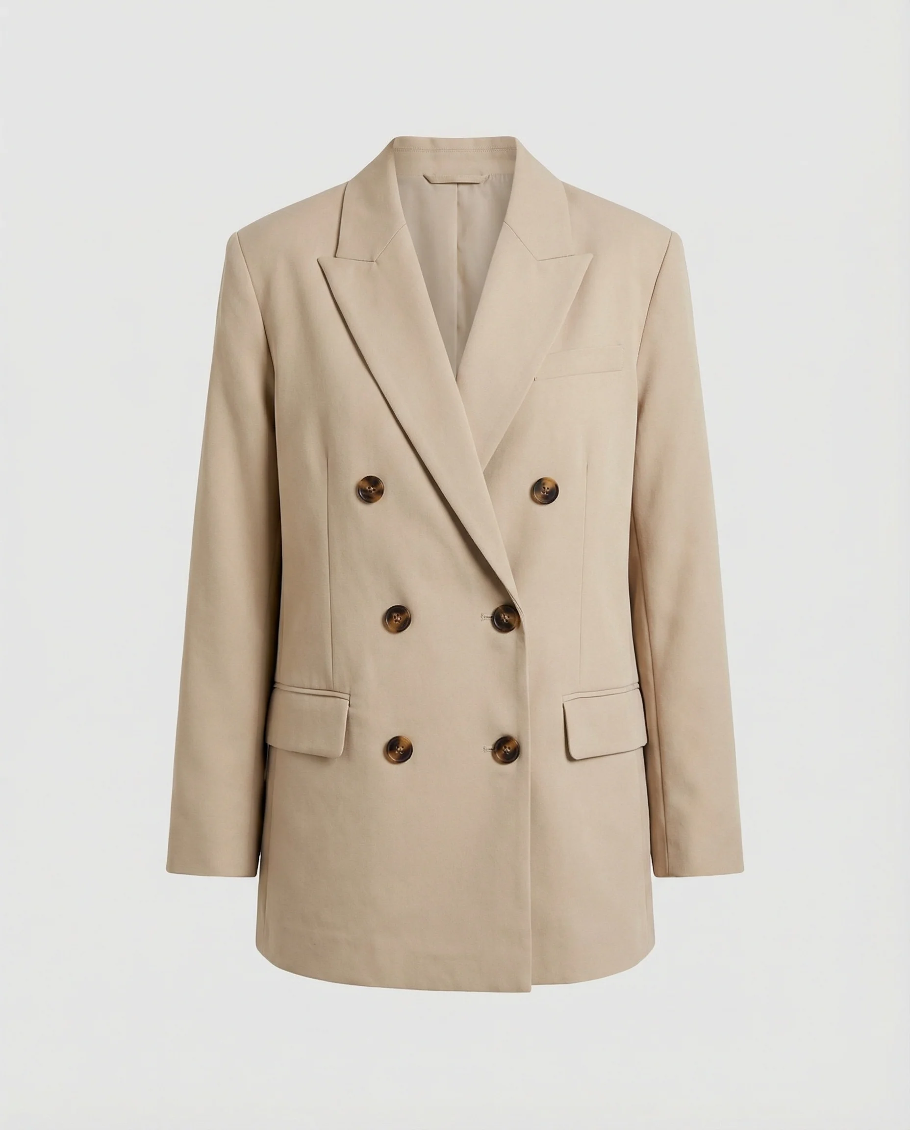 Moderner Damen Oversize Blazer Doppelreiher Grau Business Casual Anzugjacke - Image 5