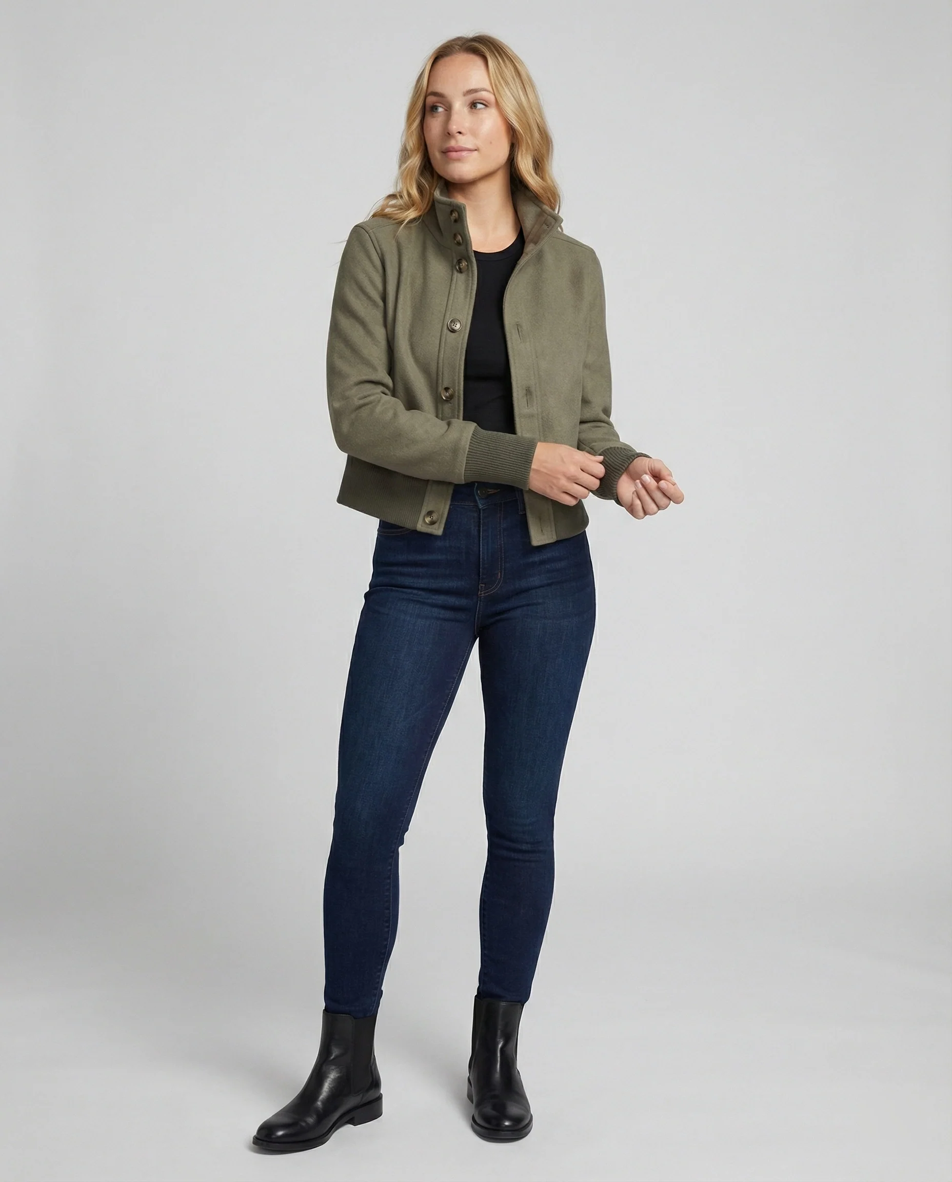 Modische American Style Damen Kurzjacke Slim-Fit Design Herbst Jacke - Image 3
