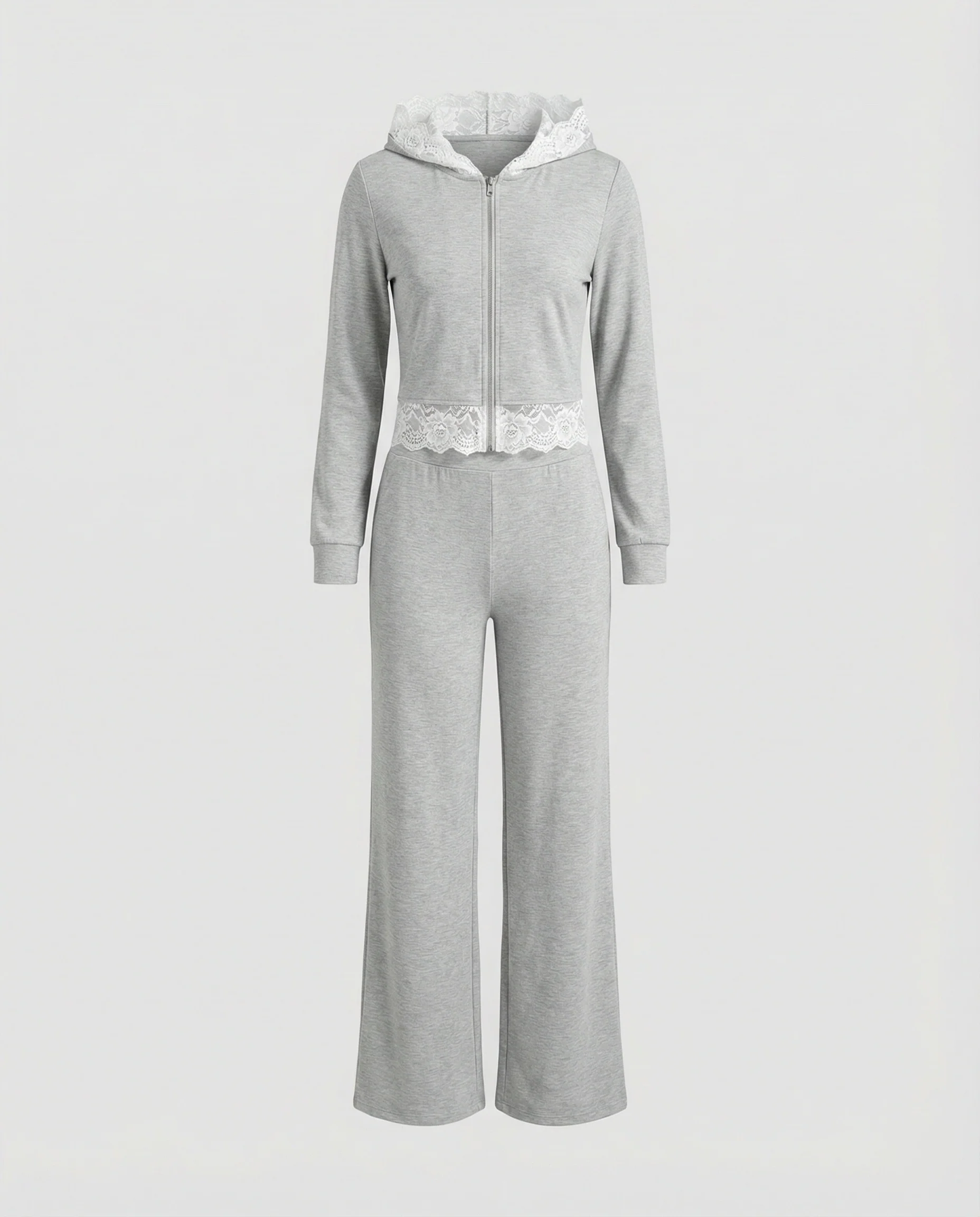 Modisches Damen Herbst Set mit Spitze und bequemer Jogginghose - Image 4
