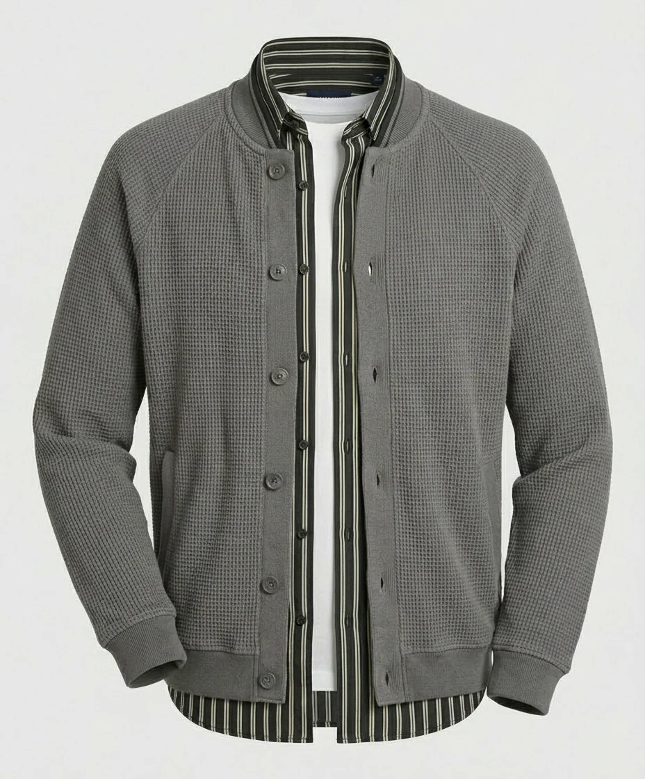 Onun Japanische Waffelstrick Sweatshirt Jacke Sportlicher Cardigan für Herren - Image 4