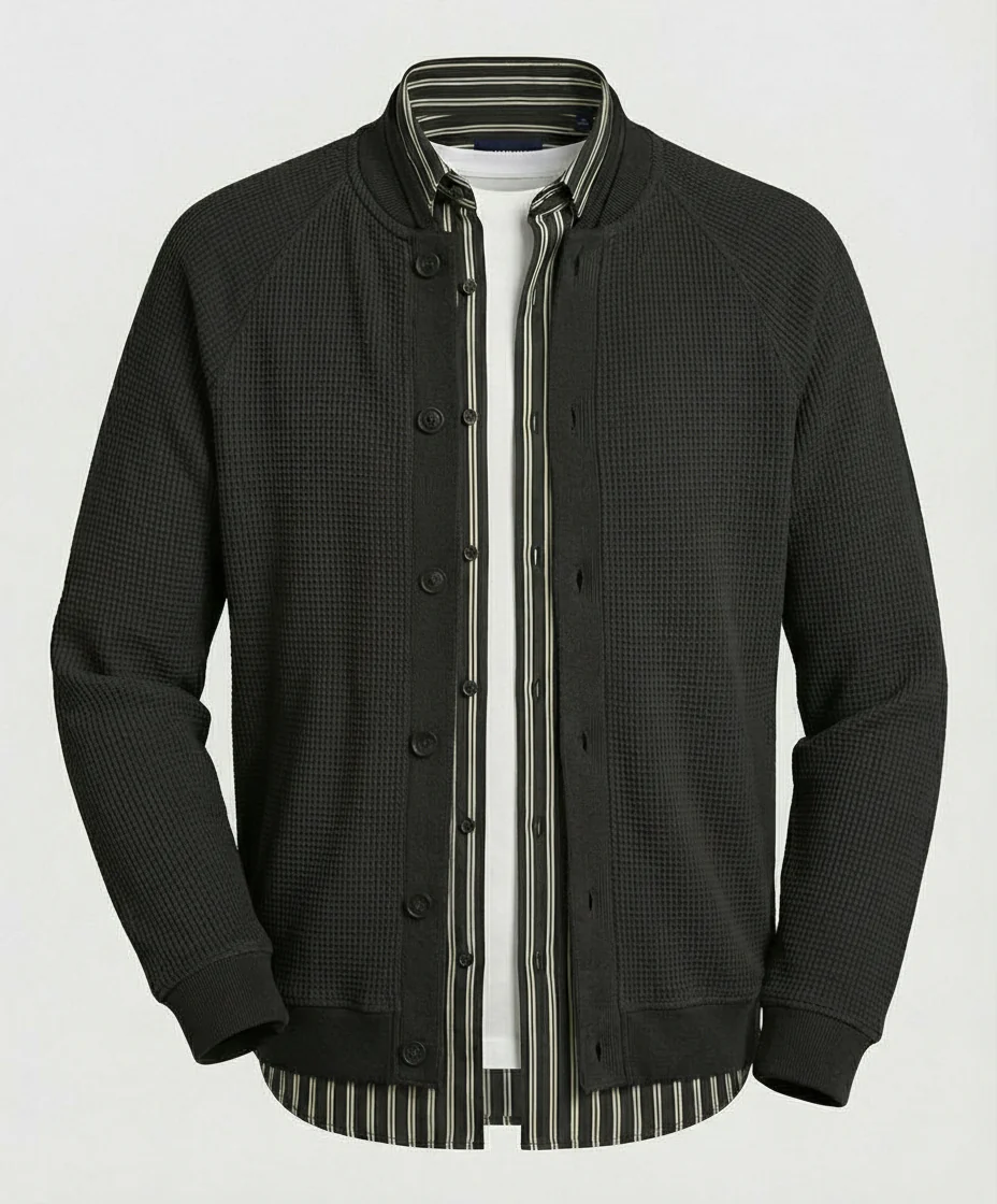 Onun Japanische Waffelstrick Sweatshirt Jacke Sportlicher Cardigan für Herren - Image 5