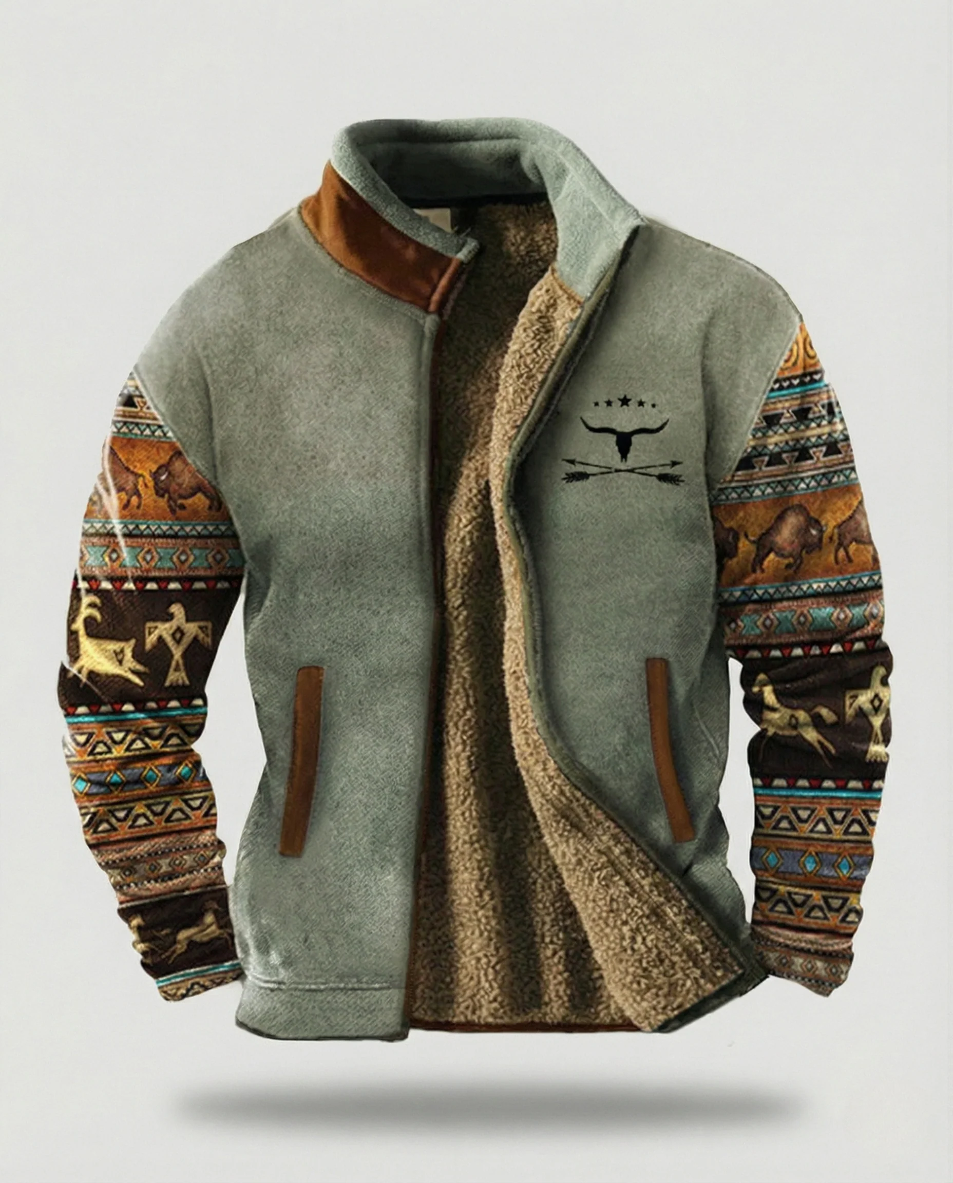 Herren Polyester Outdoor Jacke mit Reißverschluss & Umlegekragen | Heidi-Mode - Image 8