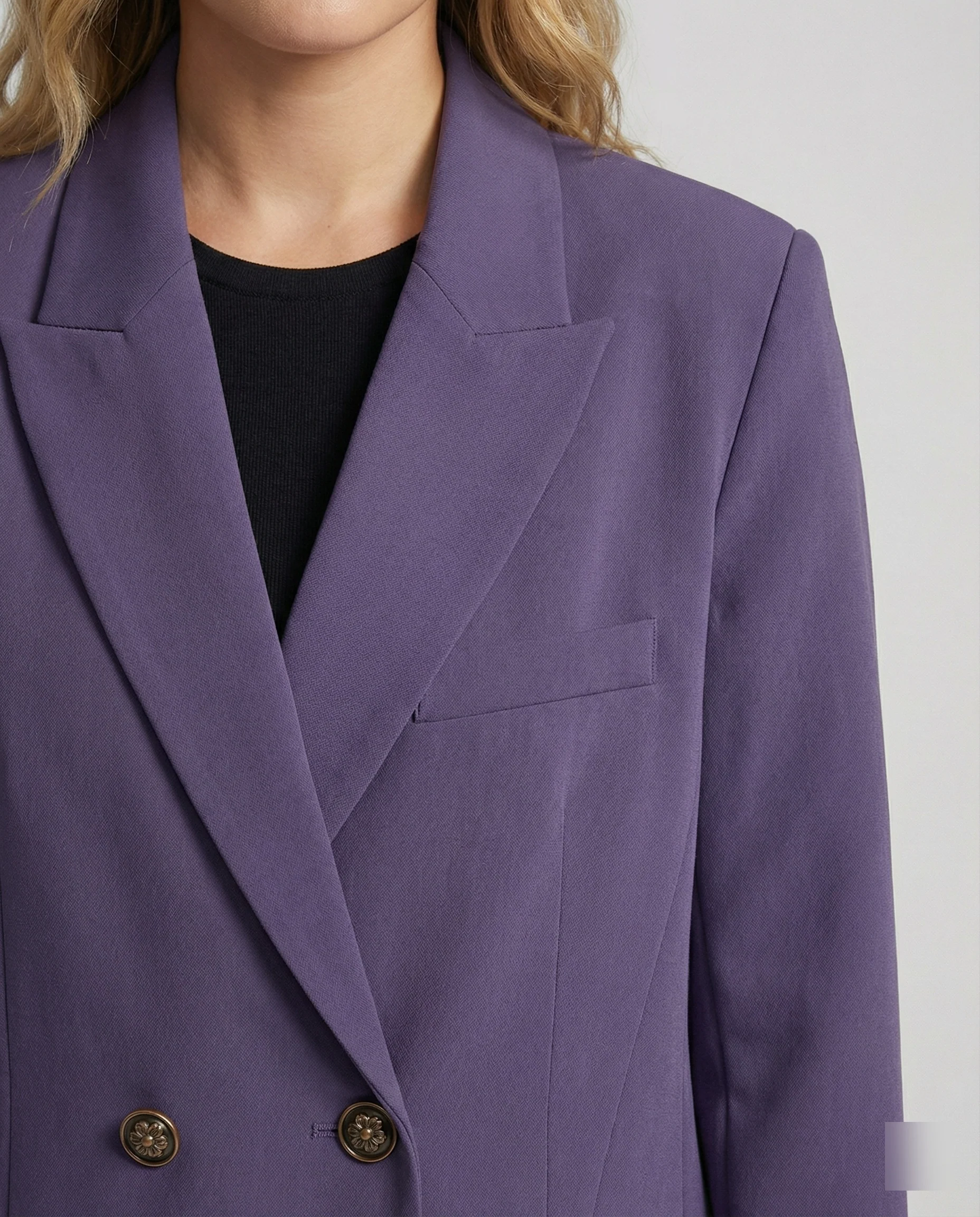 Oversize Damen Blazer Retro Violett Lockerer Schnitt Business Jacke - Image 2