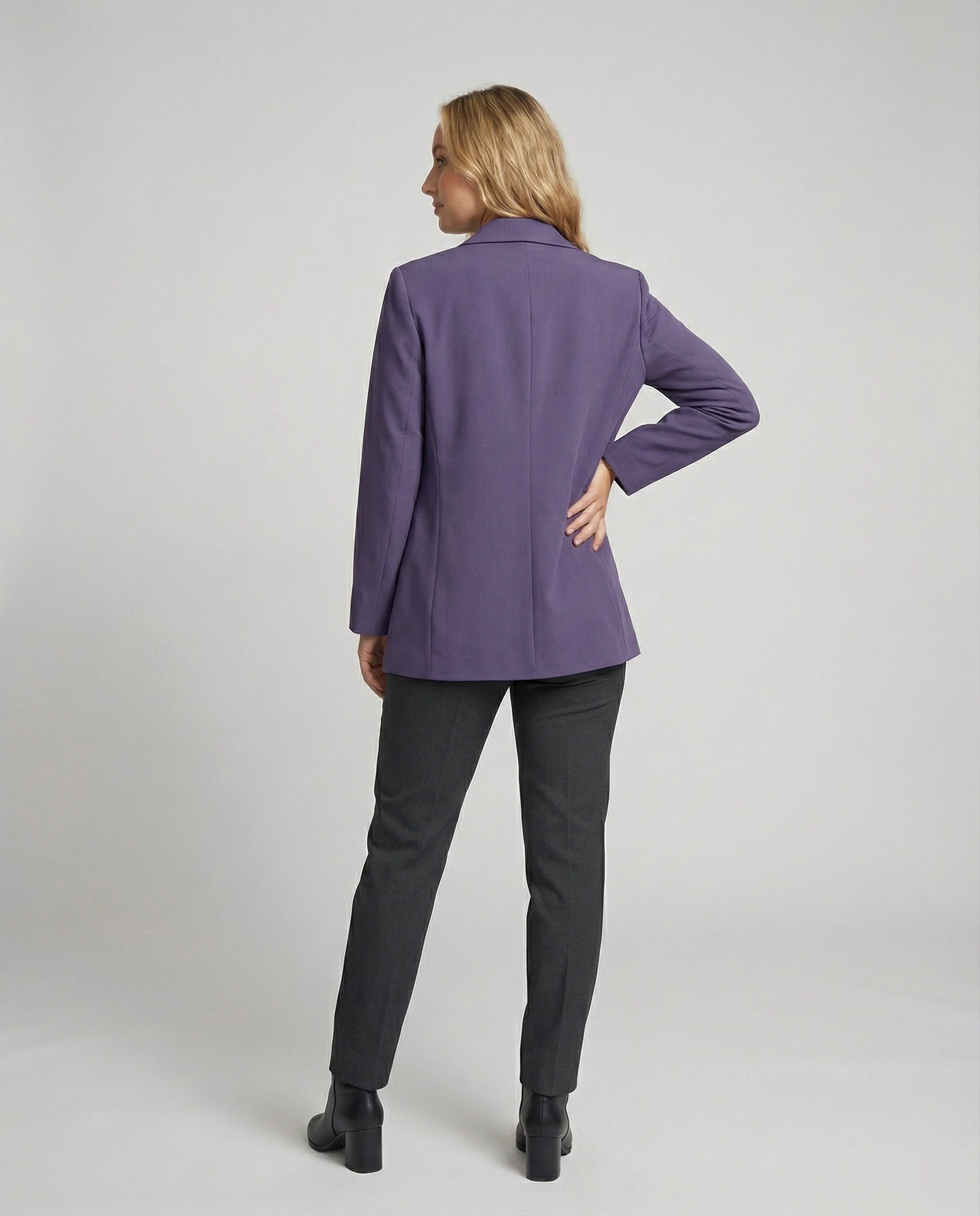 Oversize Damen Blazer Retro Violett Lockerer Schnitt Business Jacke - Image 4