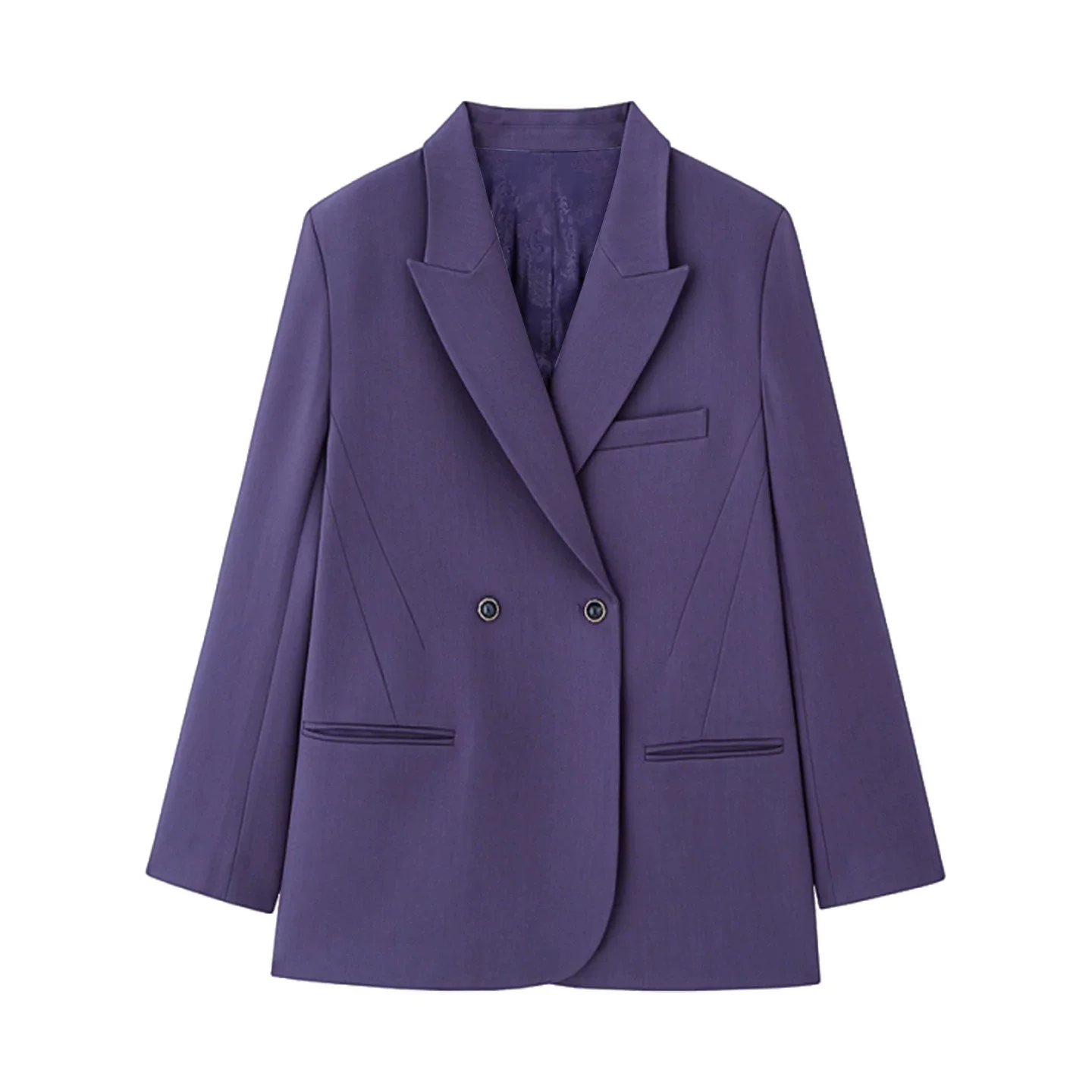 Oversize Damen Blazer Retro Violett Lockerer Schnitt Business Jacke - Image 5