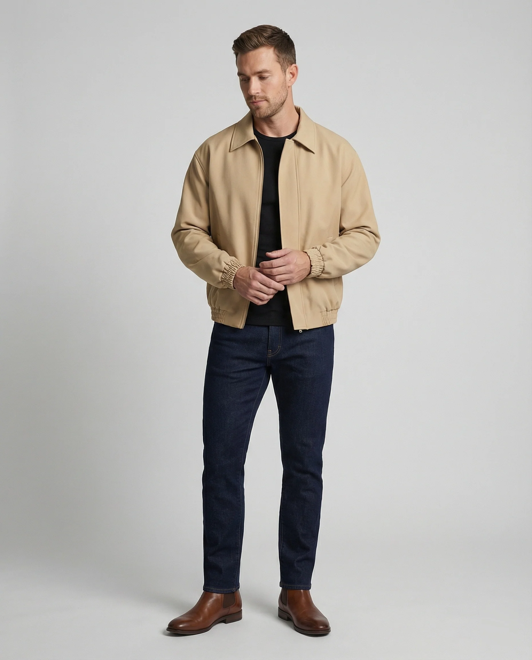 Retro Herren Harrington Jacke Kurzblazer mit Schulterpolstern American Style - Image 3