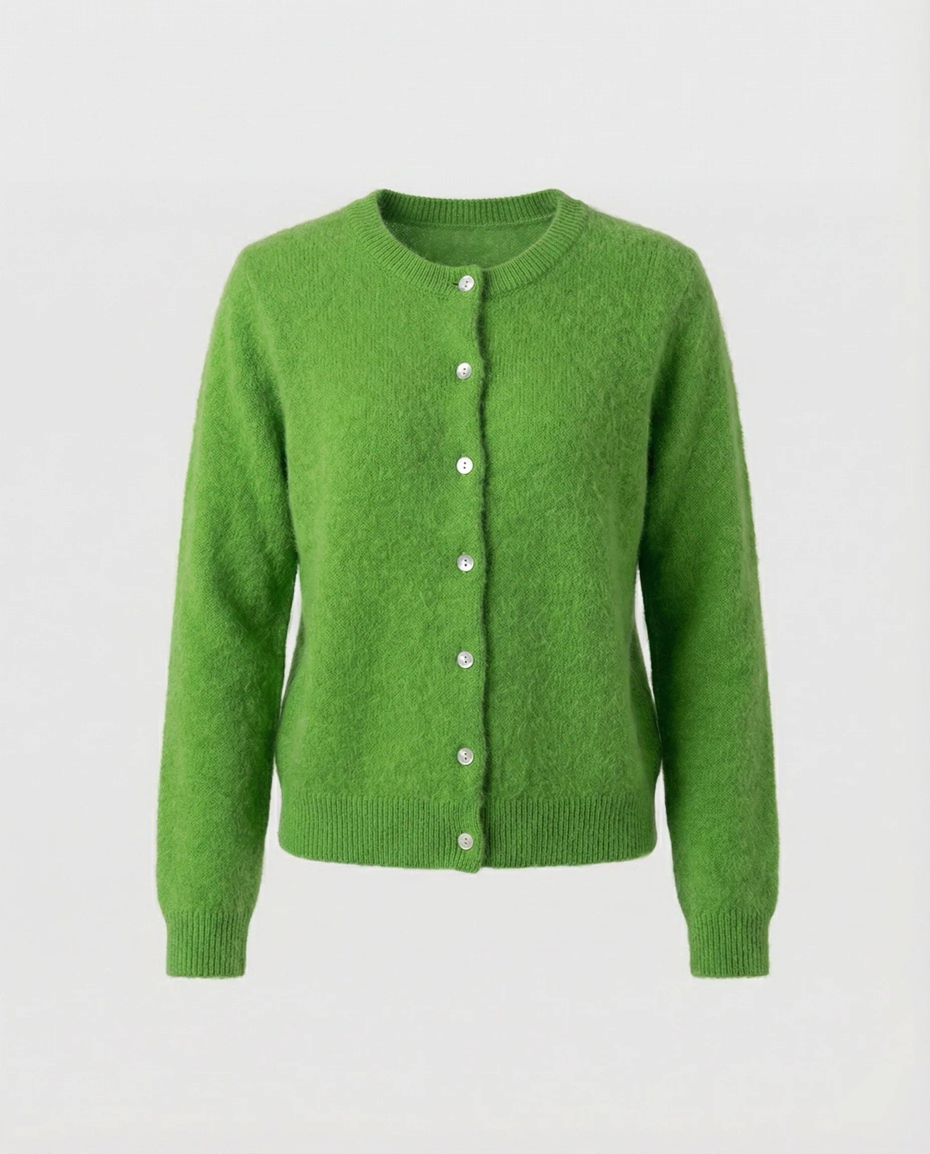 Retro Strickjacke Grün mit Perlenknöpfen Slim Fit Cardigan - Image 5