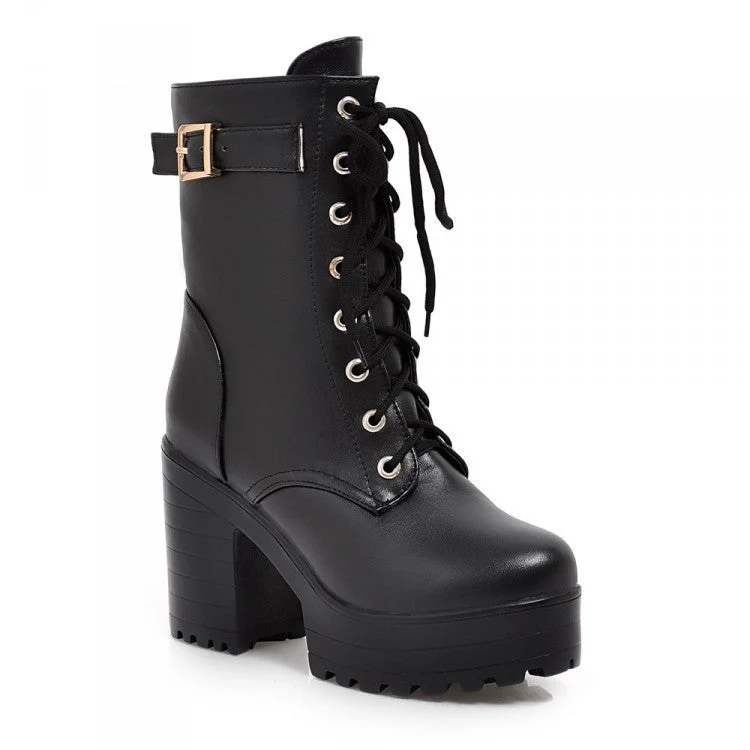 Robuste Schnürstiefel mit Schnalle und Profilsohle Heidi Mode