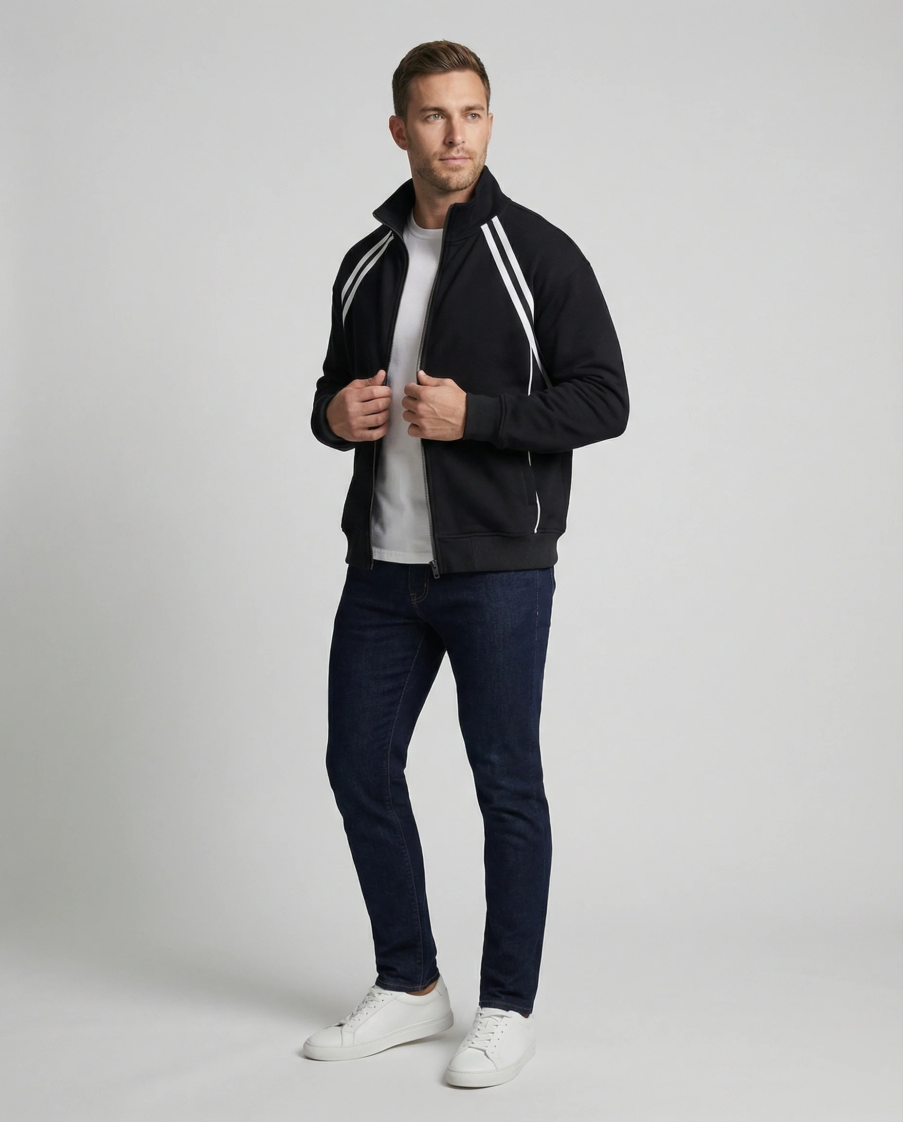 Schwarze American Style College Jacke für Herren und Damen - Image 3