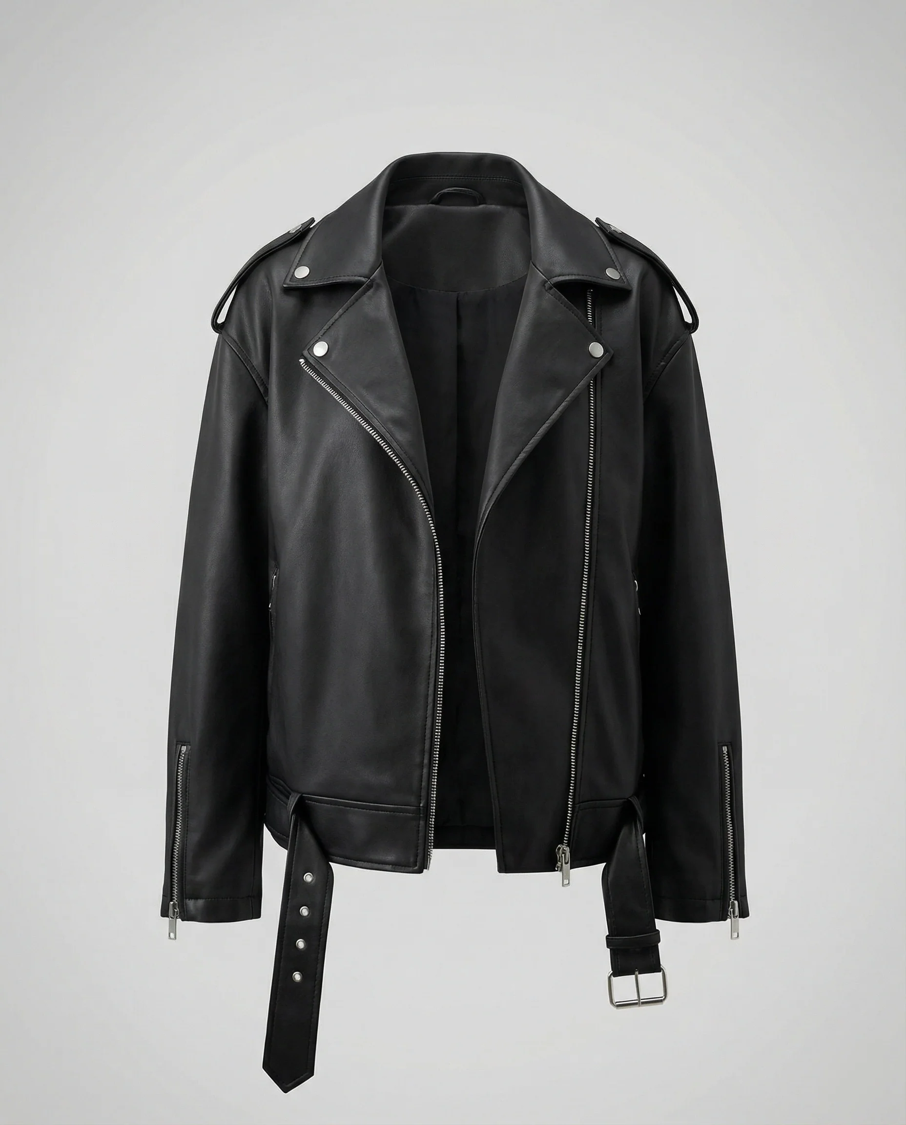 Schwarze Damen Lederjacke mit Daunenfutter Kurze Frühlingsjacke High-End Design - Image 5