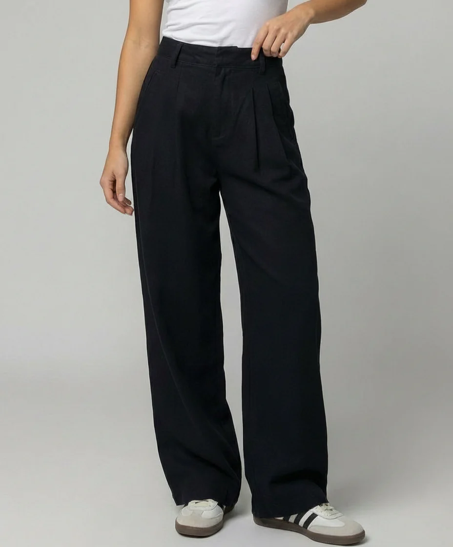 Schwarze High-Waist Straight Jeans Damen Übergröße Locker Bequem - Image 2